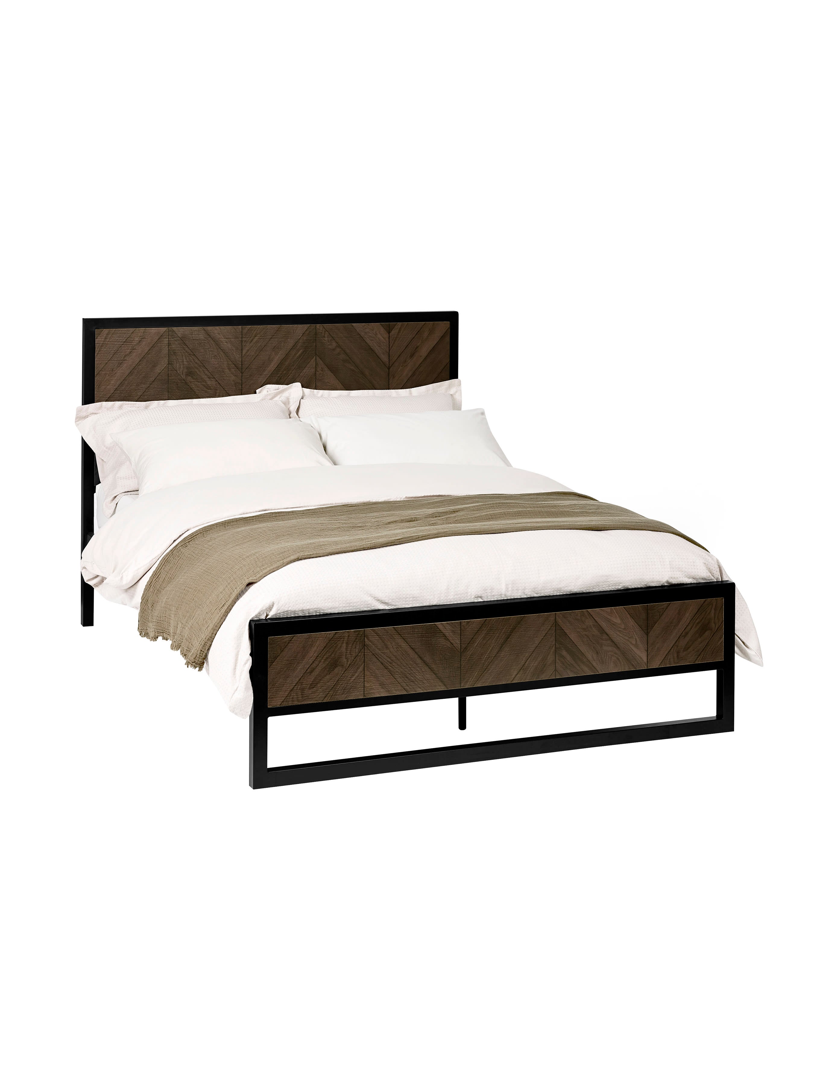 Harrison Dark Oak Herringbone Effect Herringbone Bed