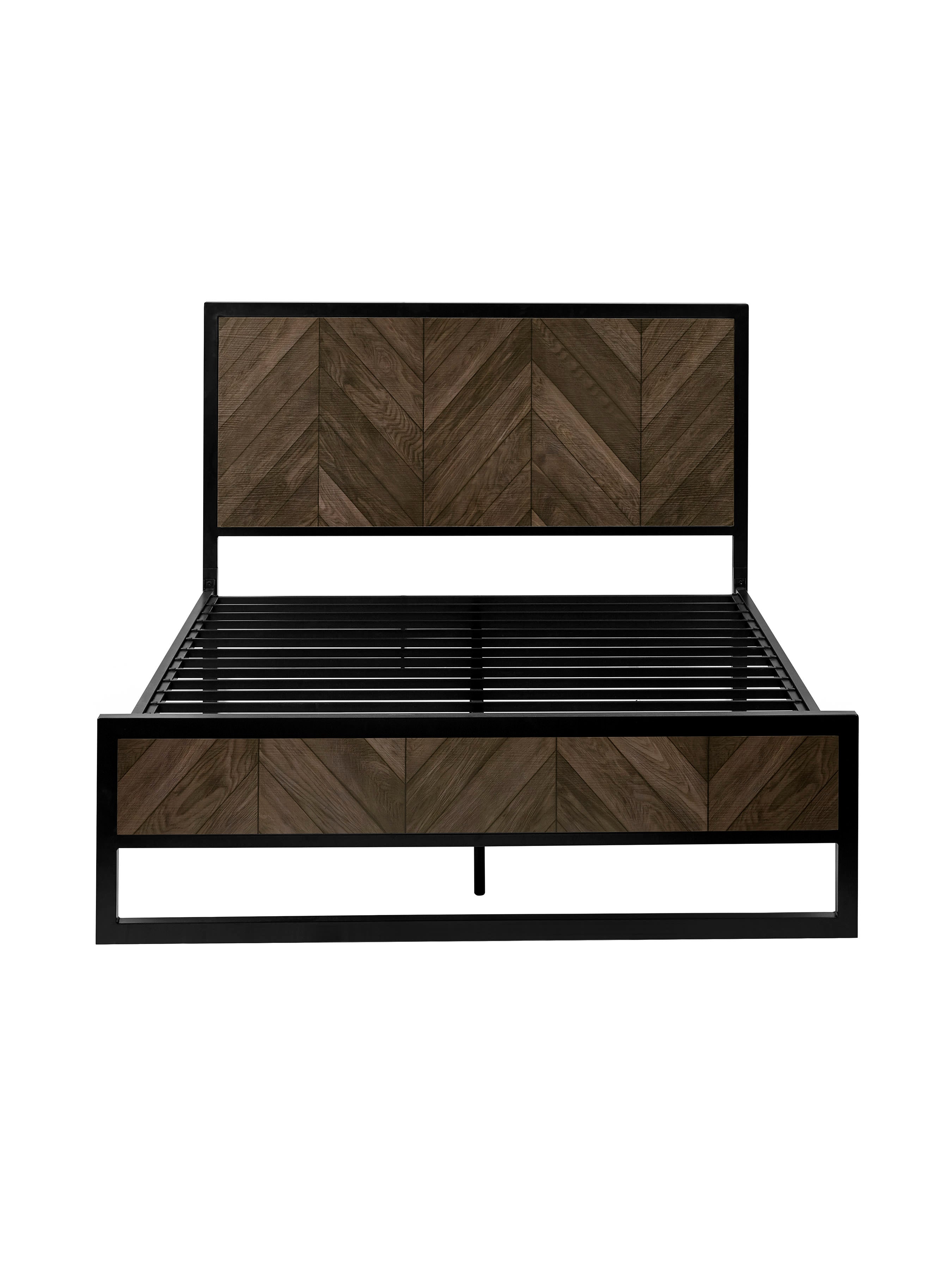 Harrison Dark Oak Herringbone Effect Herringbone Bed