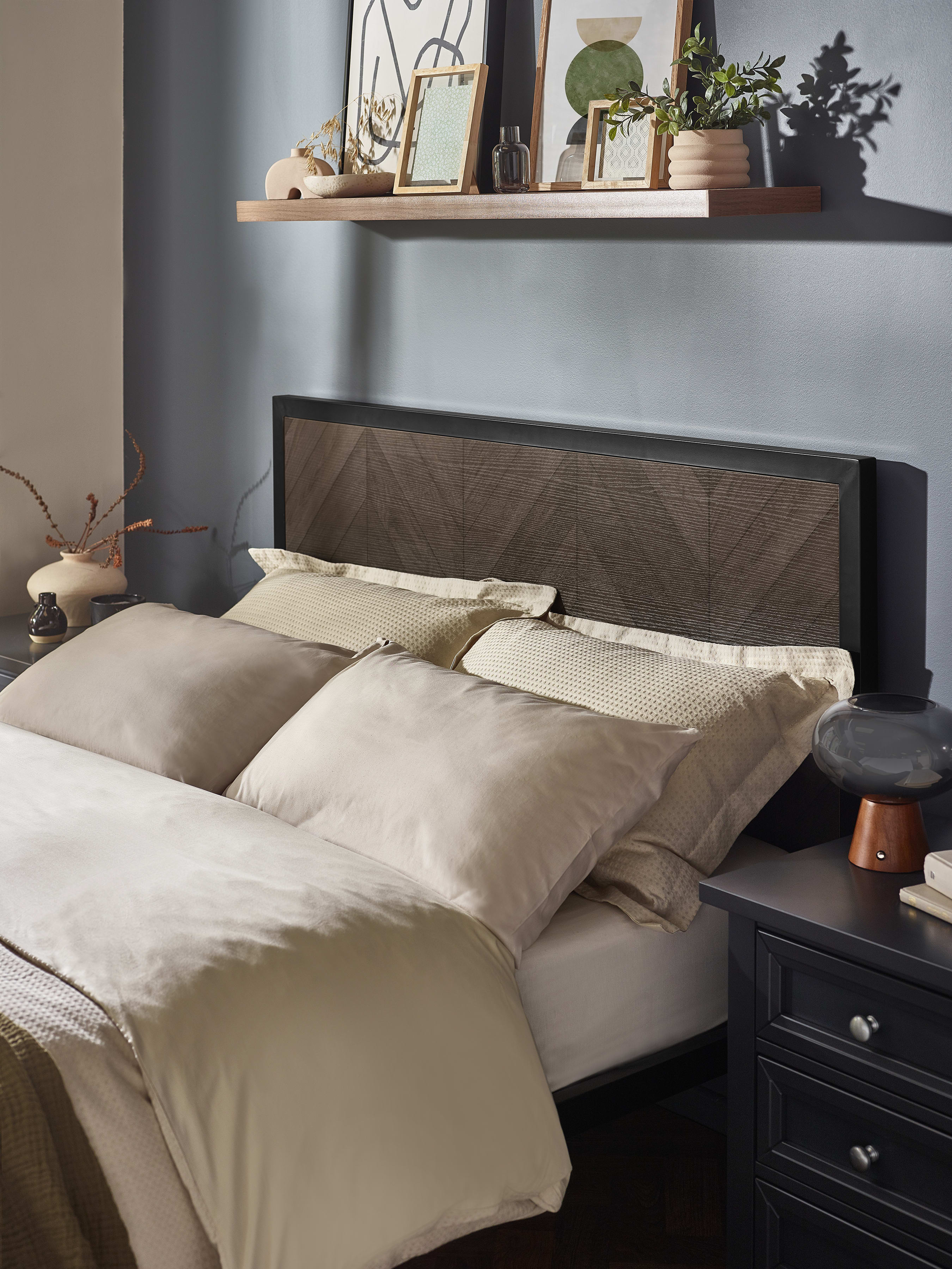 Harrison Dark Oak Herringbone Effect Herringbone Bed