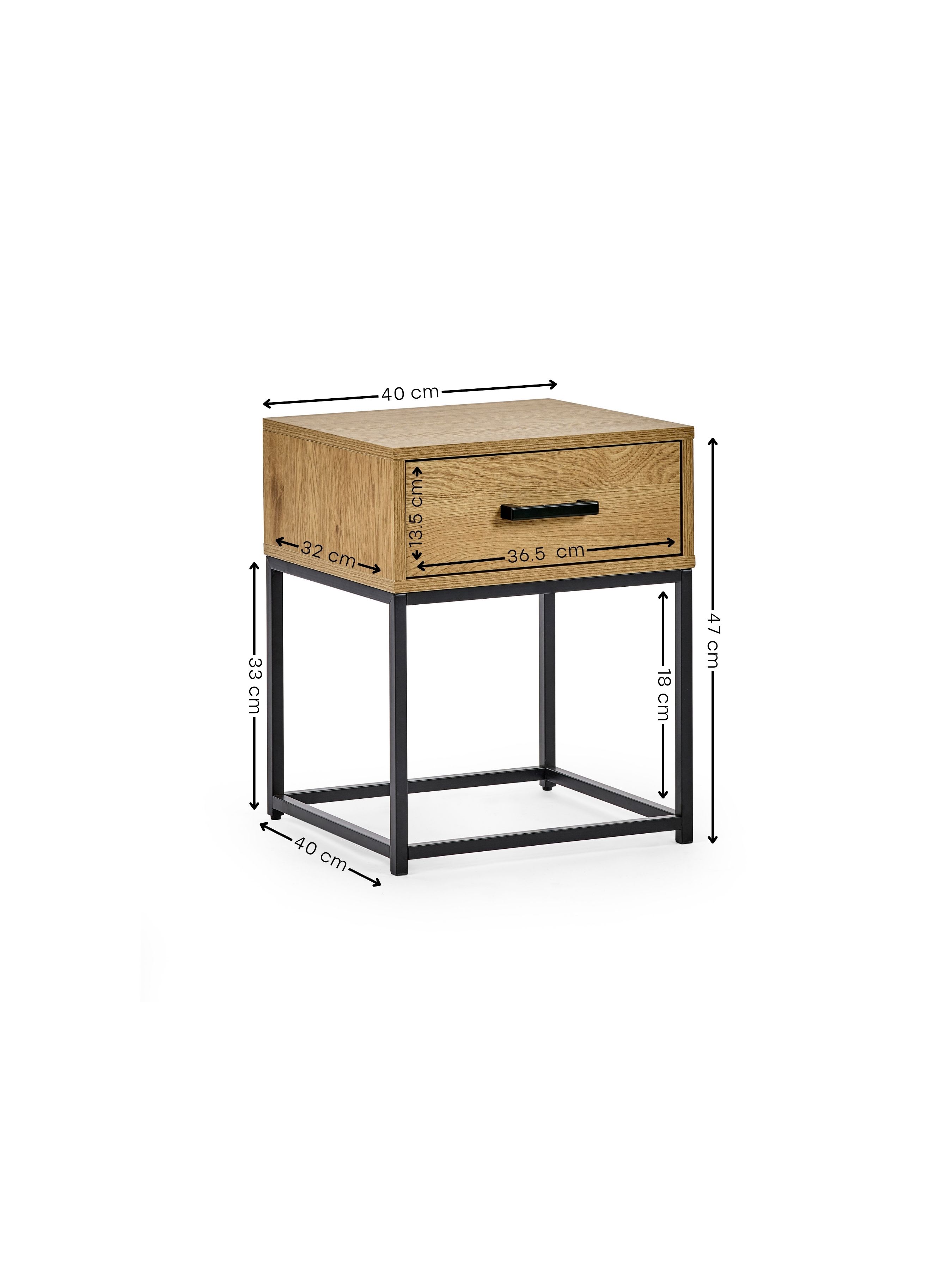 Harlow Light Oak Effect 1 Drawer Bedside Table