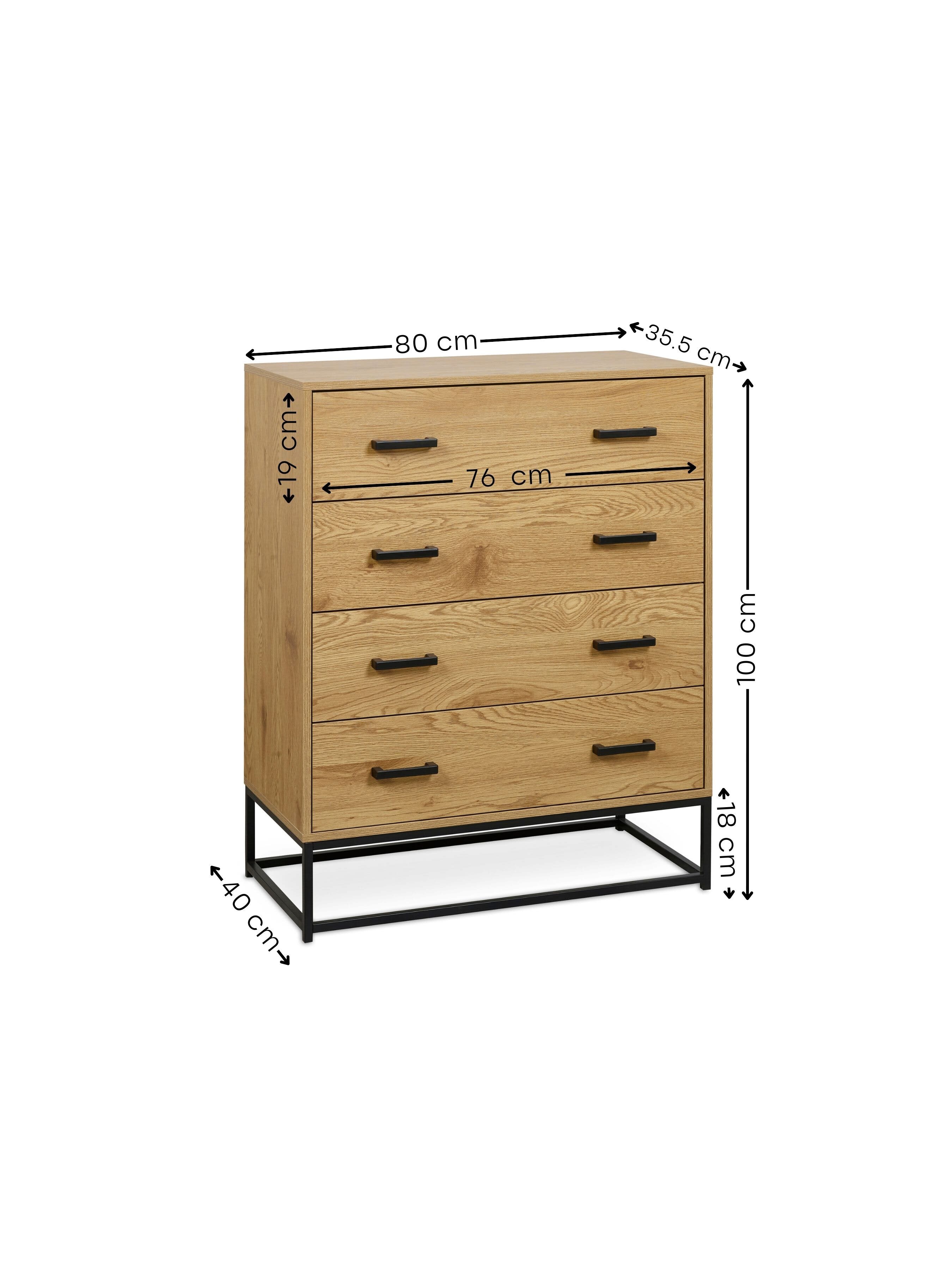 Harlow Light Oak Effect 4 Drawer Chest