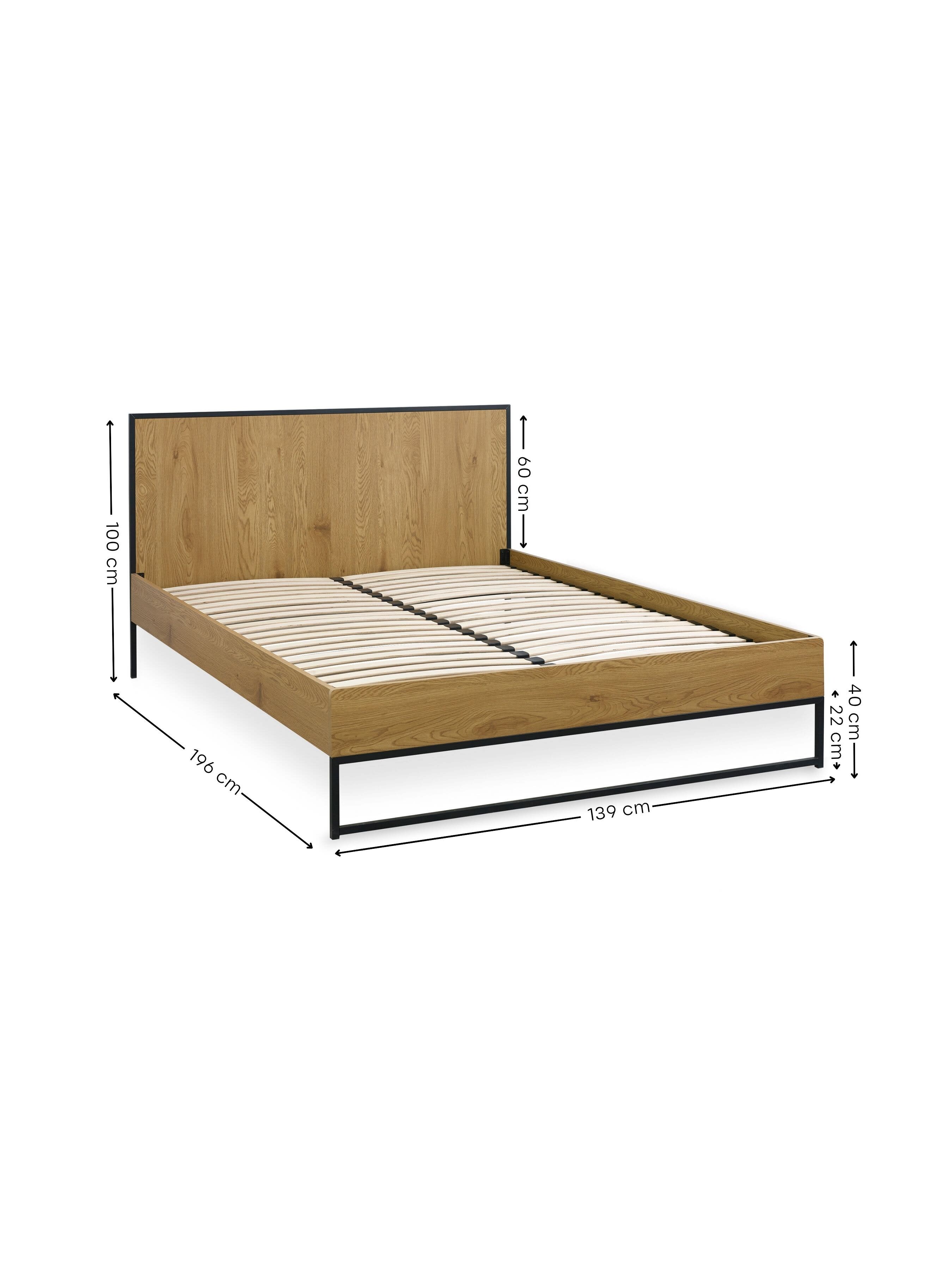 Harlow Oak/Black Bed Frame – Light Oak Effect