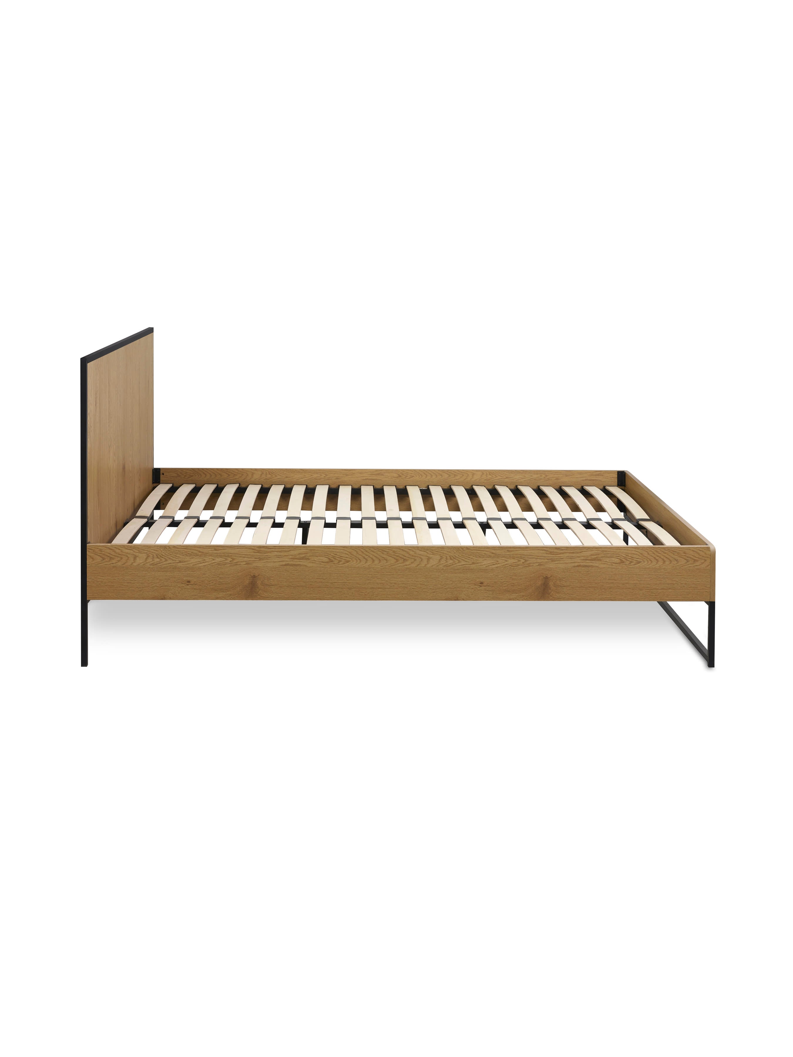 Harlow Oak/Black Bed Frame – Light Oak Effect