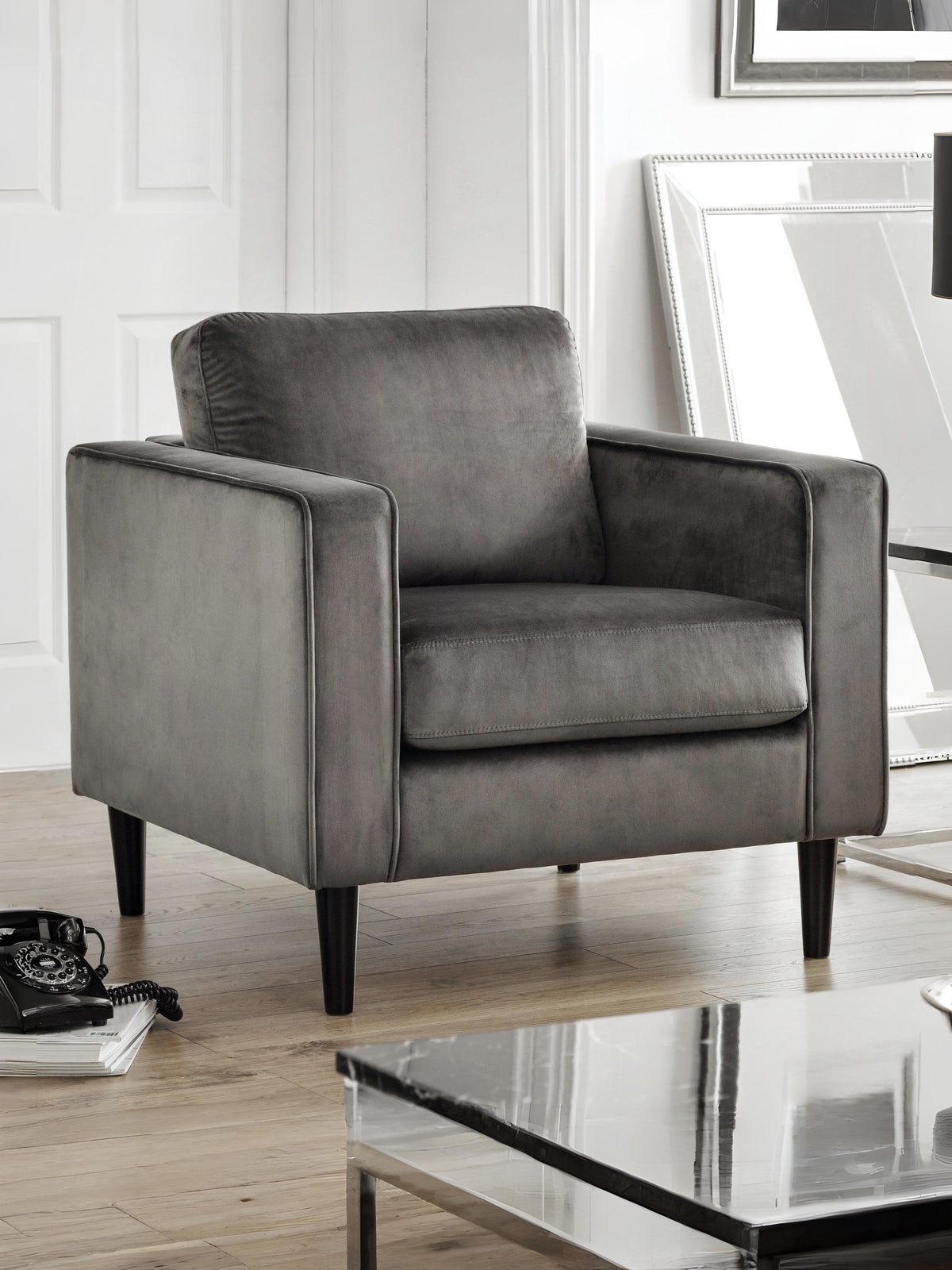 Hayward Velvet Armchair - Grey
