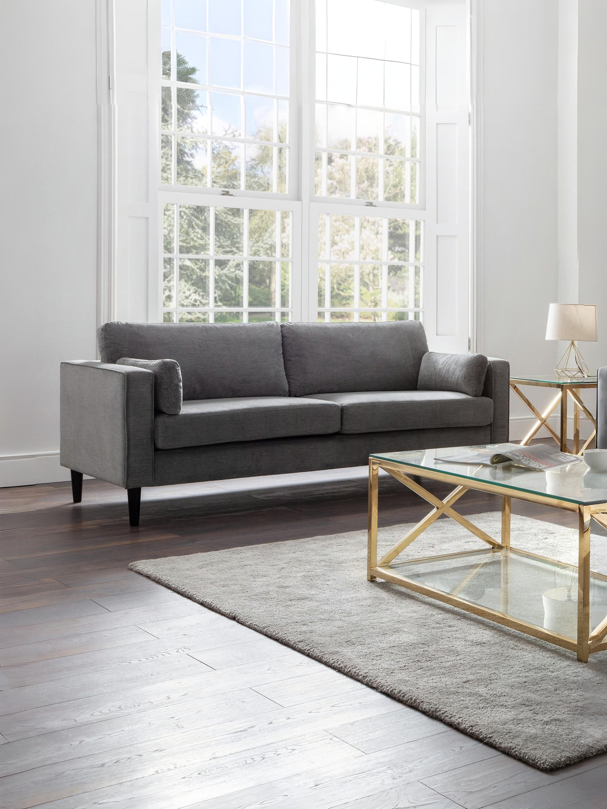 Hayward 3 Seater - Dark Grey Chenille Fabric