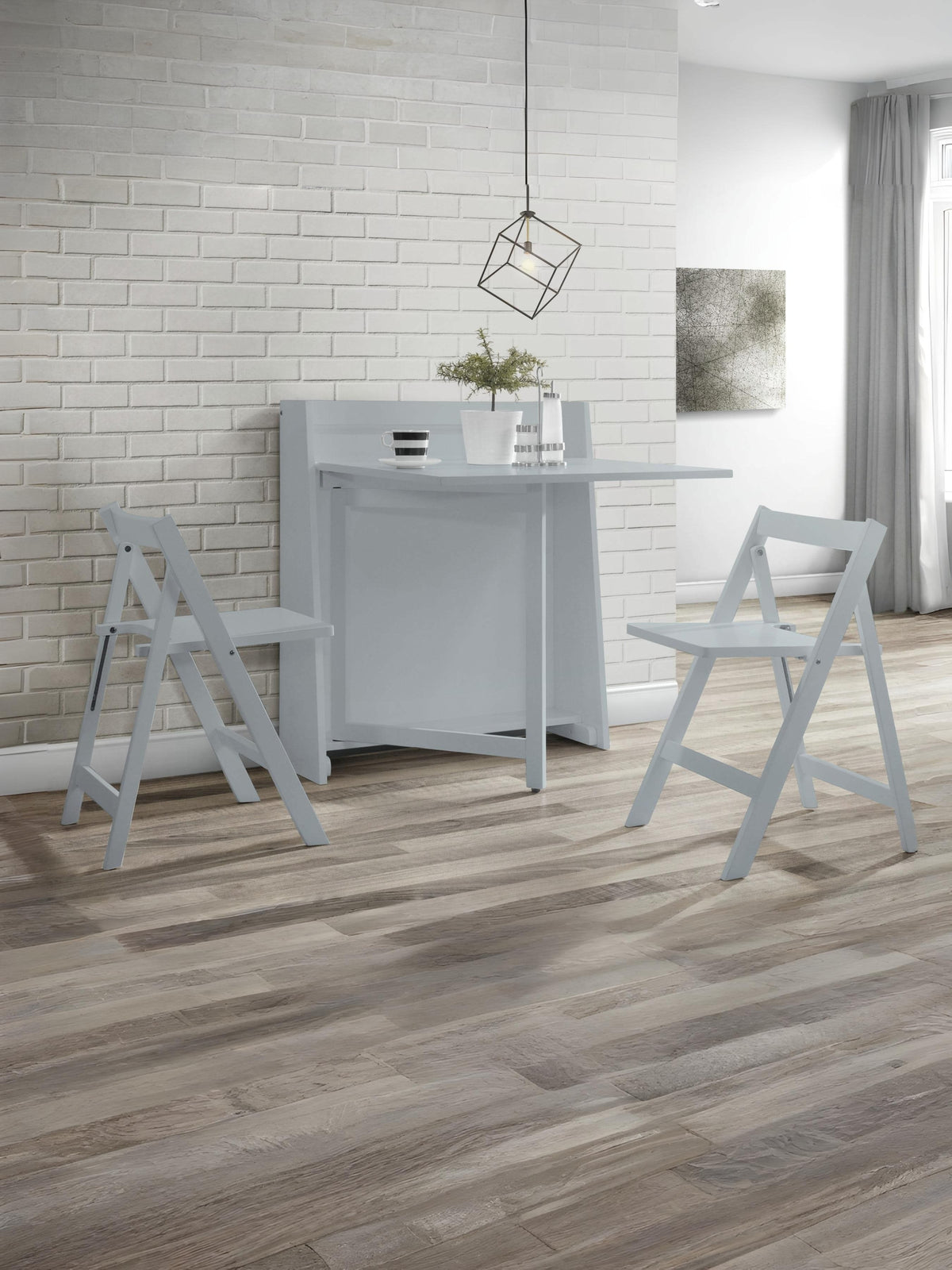 Helsinki Compact Folding Light Grey Dining Set