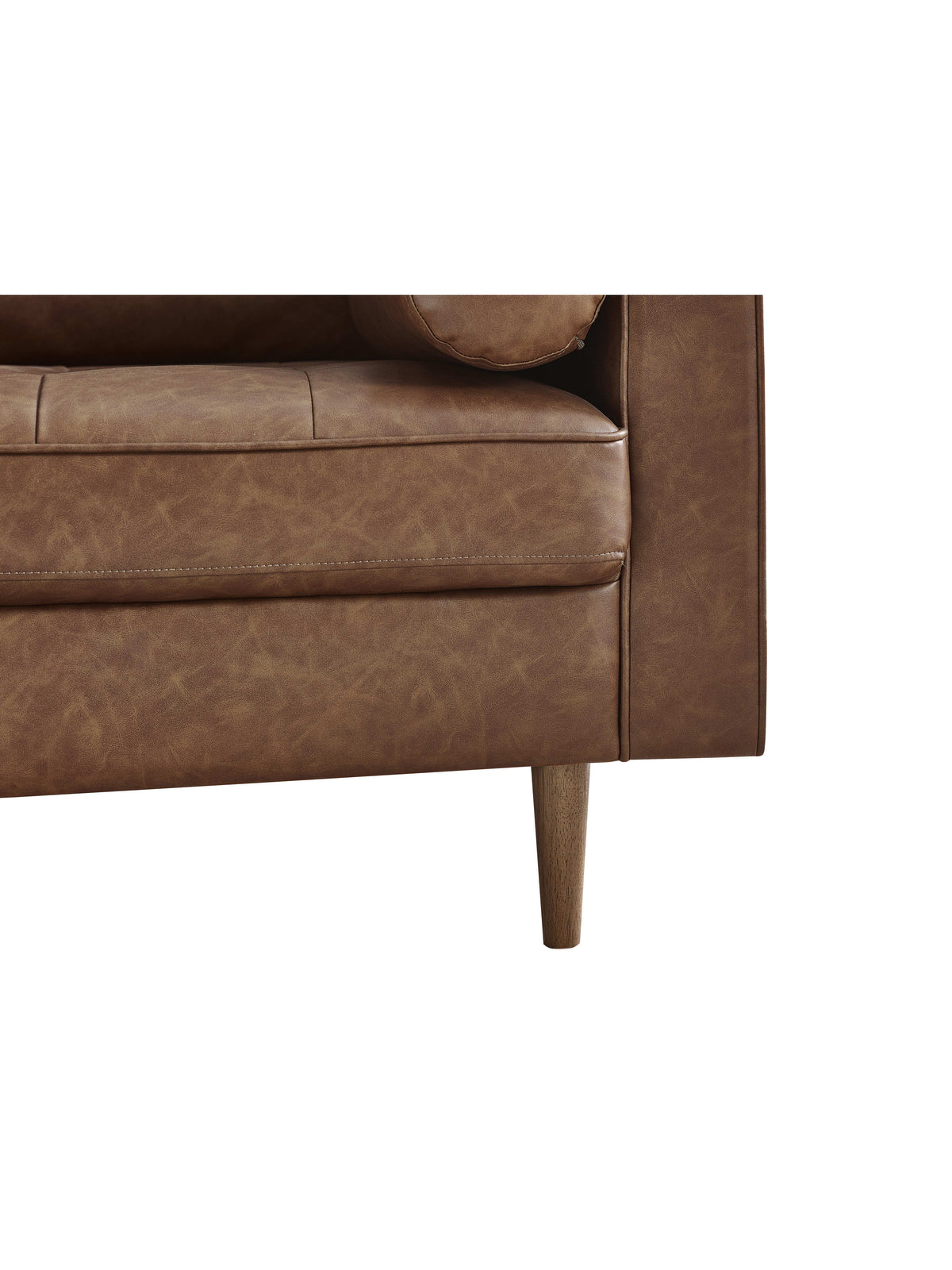 Henley 2 Seater Sofa With Bolsters - Brown Tan Faux Leather