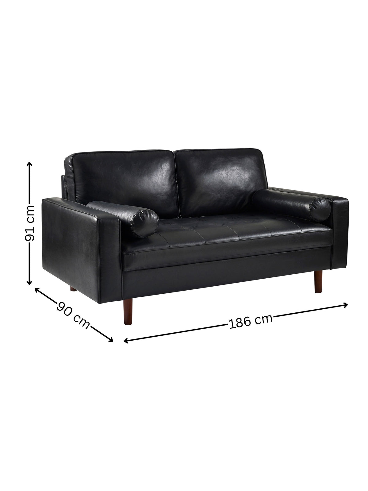 Henley Black Faux Leather 3 Seater Sofa