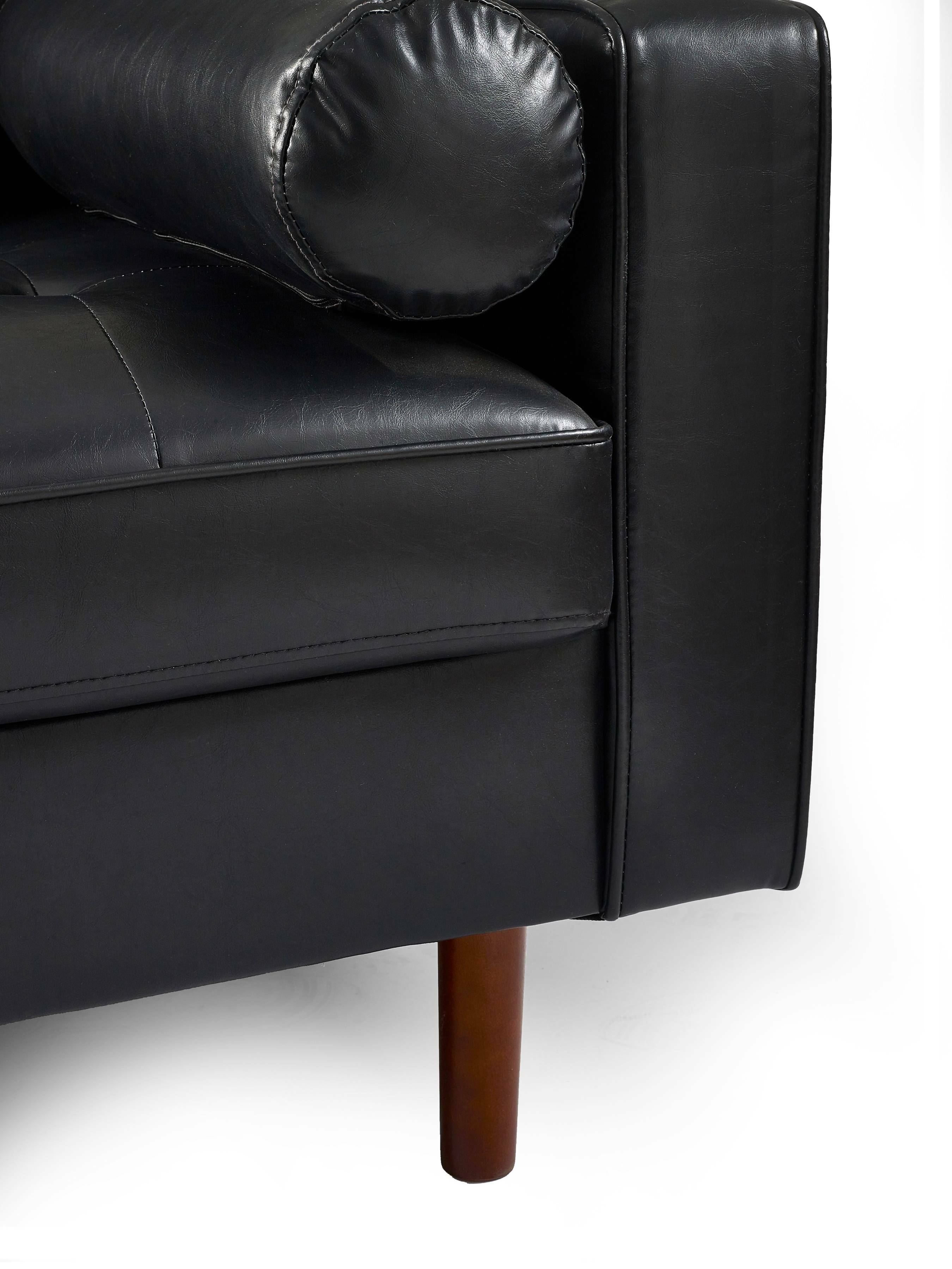 Henley Black Faux Leather 3 Seater Sofa – Julian Bowen, view 10