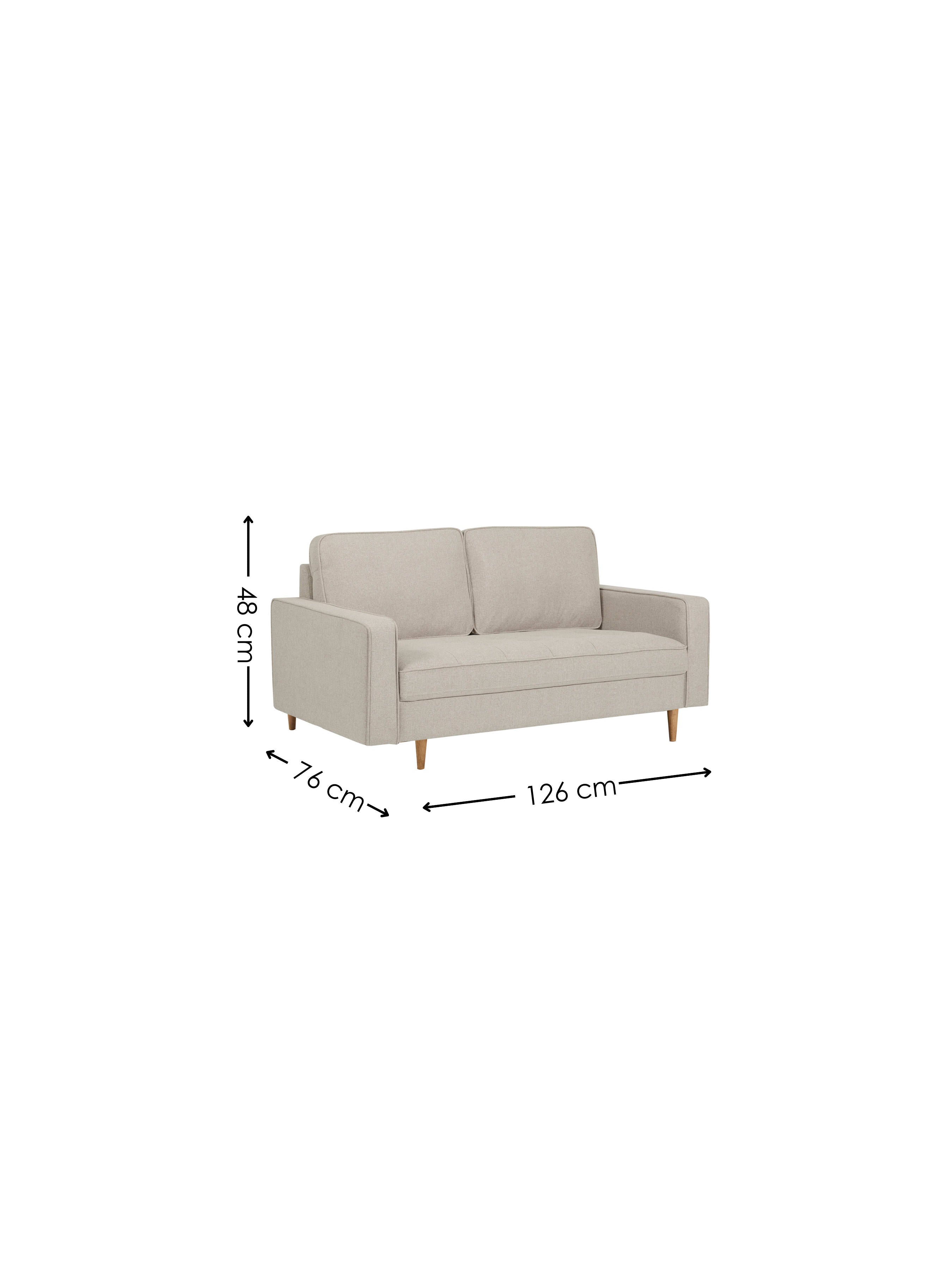 Henrietta Beige Upholstered 2 Seater Sofa – Beige Linen