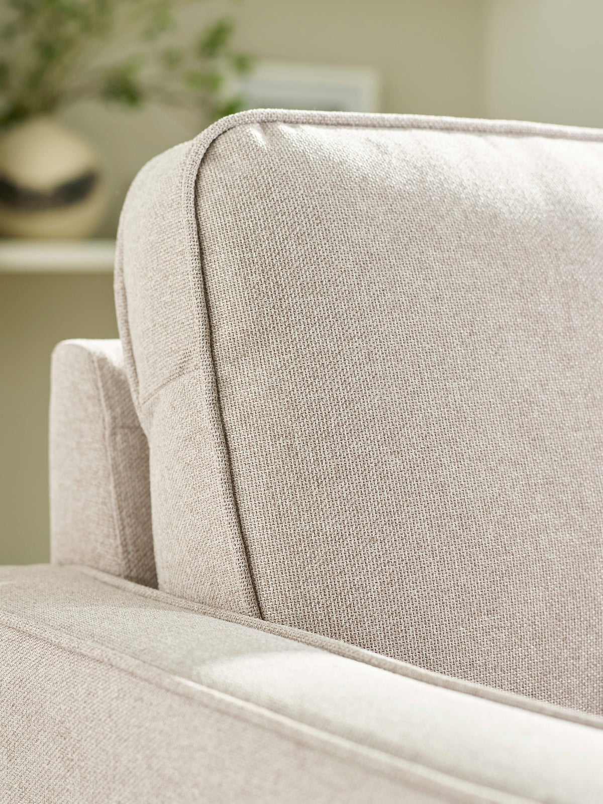 Henrietta Beige Chenille Upholstered 3 Seater Sofa – Beige Linen
