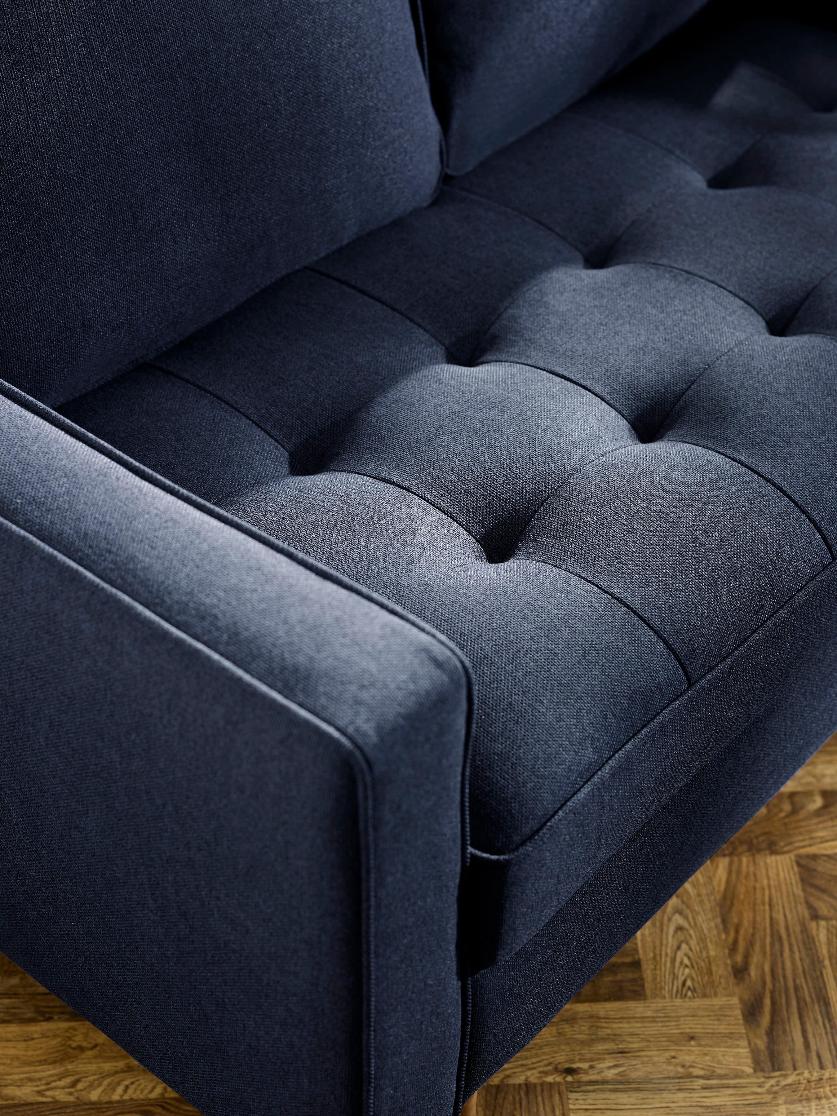 Henrietta Deep Blue Linen Upholstered 2 Seater Sofa