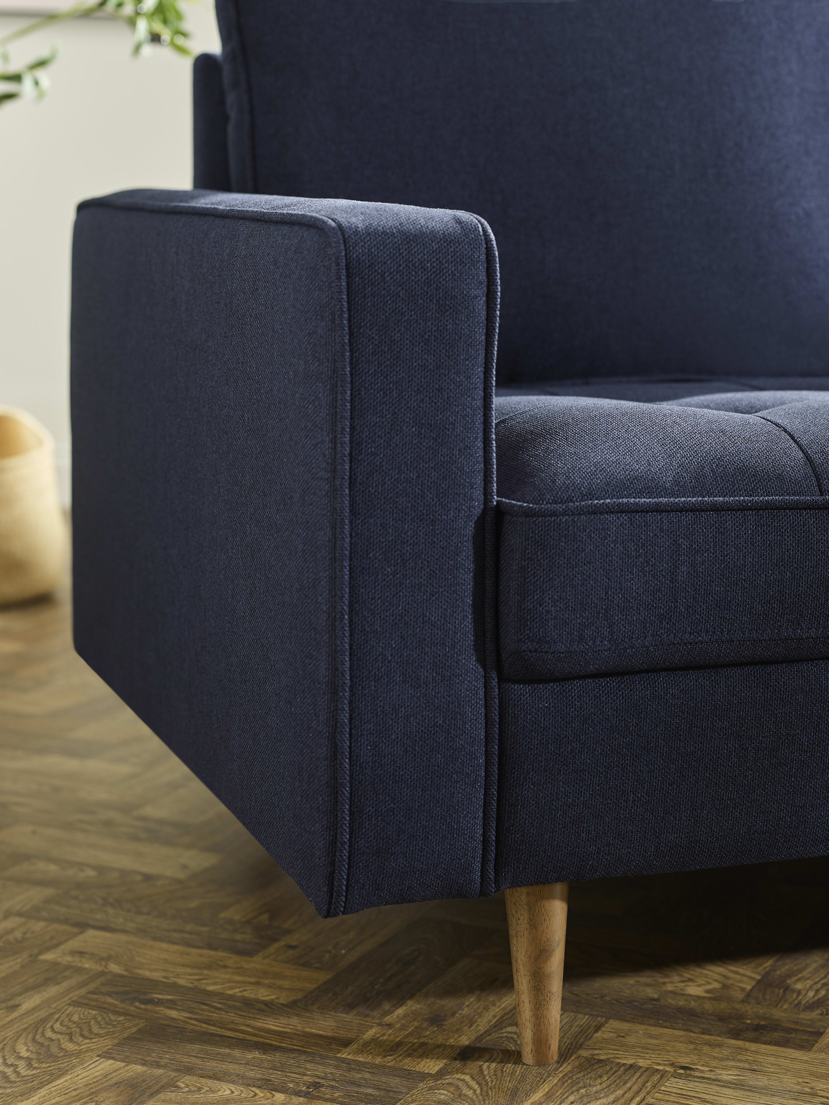 Henrietta Deep Blue Linen Upholstered 3 Seater Sofa