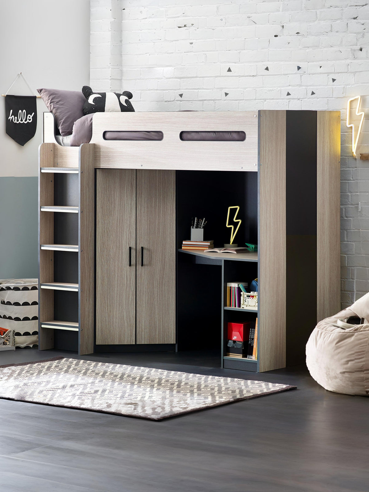 Hercules High Sleeper - Woodgrain & Anthracite