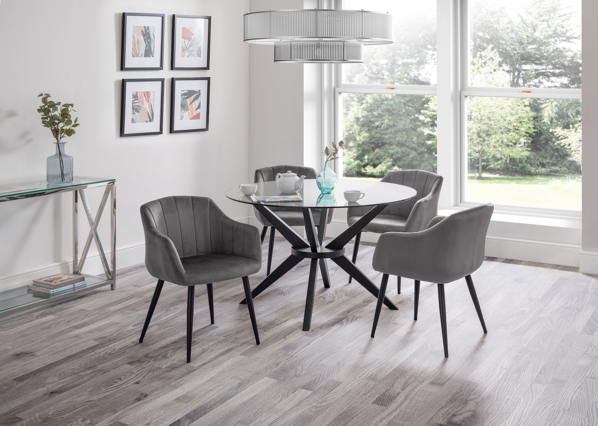 Hobart Scalloped Dining Chairs - Grey (Set Of 2) – Julian Bowen, view 2