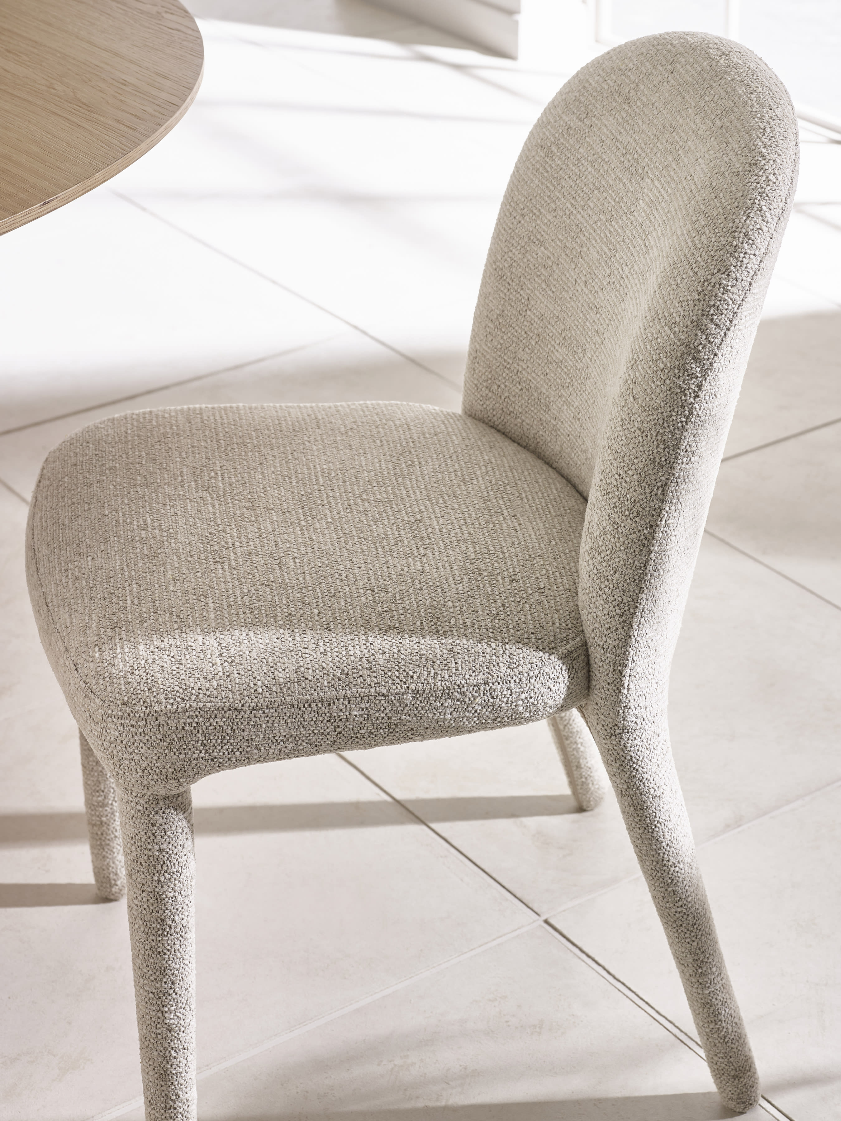 Set of 2 Holly Beige Chenille Upholstered Dining Chairs – Pearl Sand Chenille