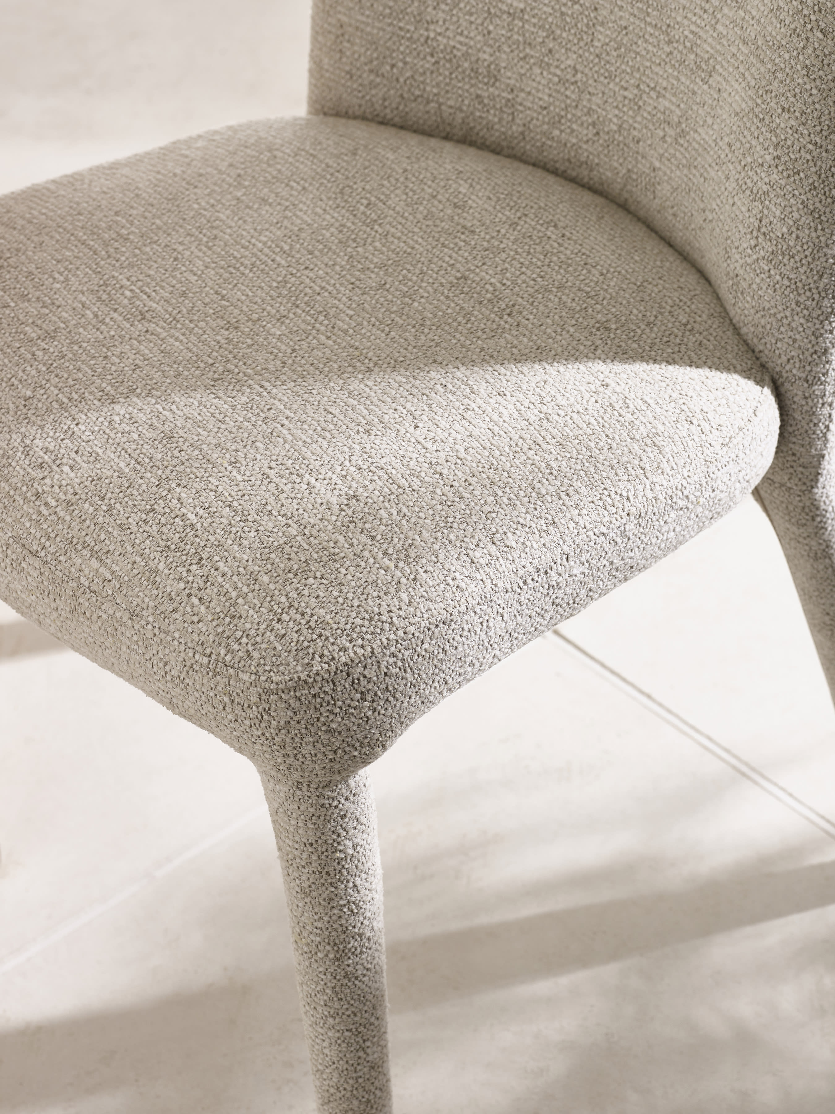 Set of 2 Holly Beige Chenille Upholstered Dining Chairs – Pearl Sand Chenille