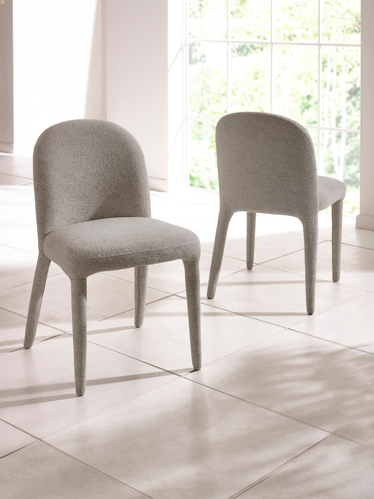 Set of 2 Holly Grey Chenille Upholstered Dining Chairs – Graphite Chenille