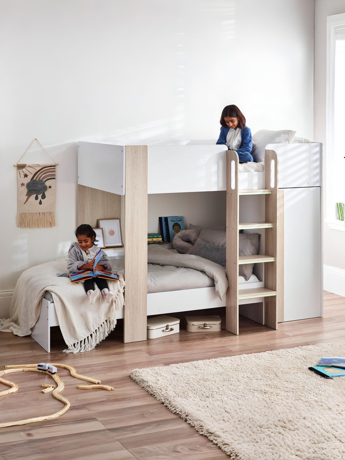 Horizon Bunk Bed - Pale Wood And White
