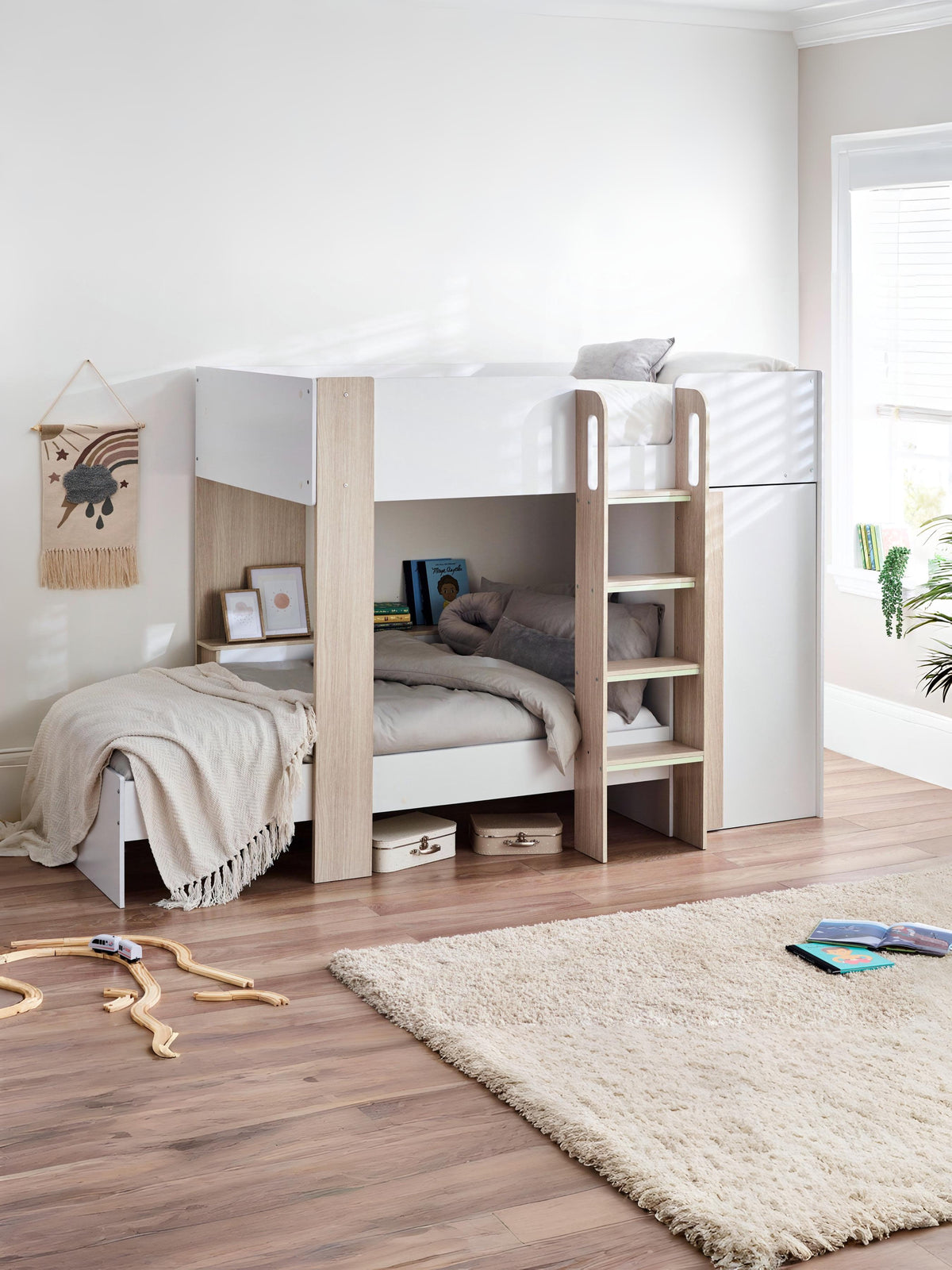 Horizon Bunk Bed - Pale Wood And White