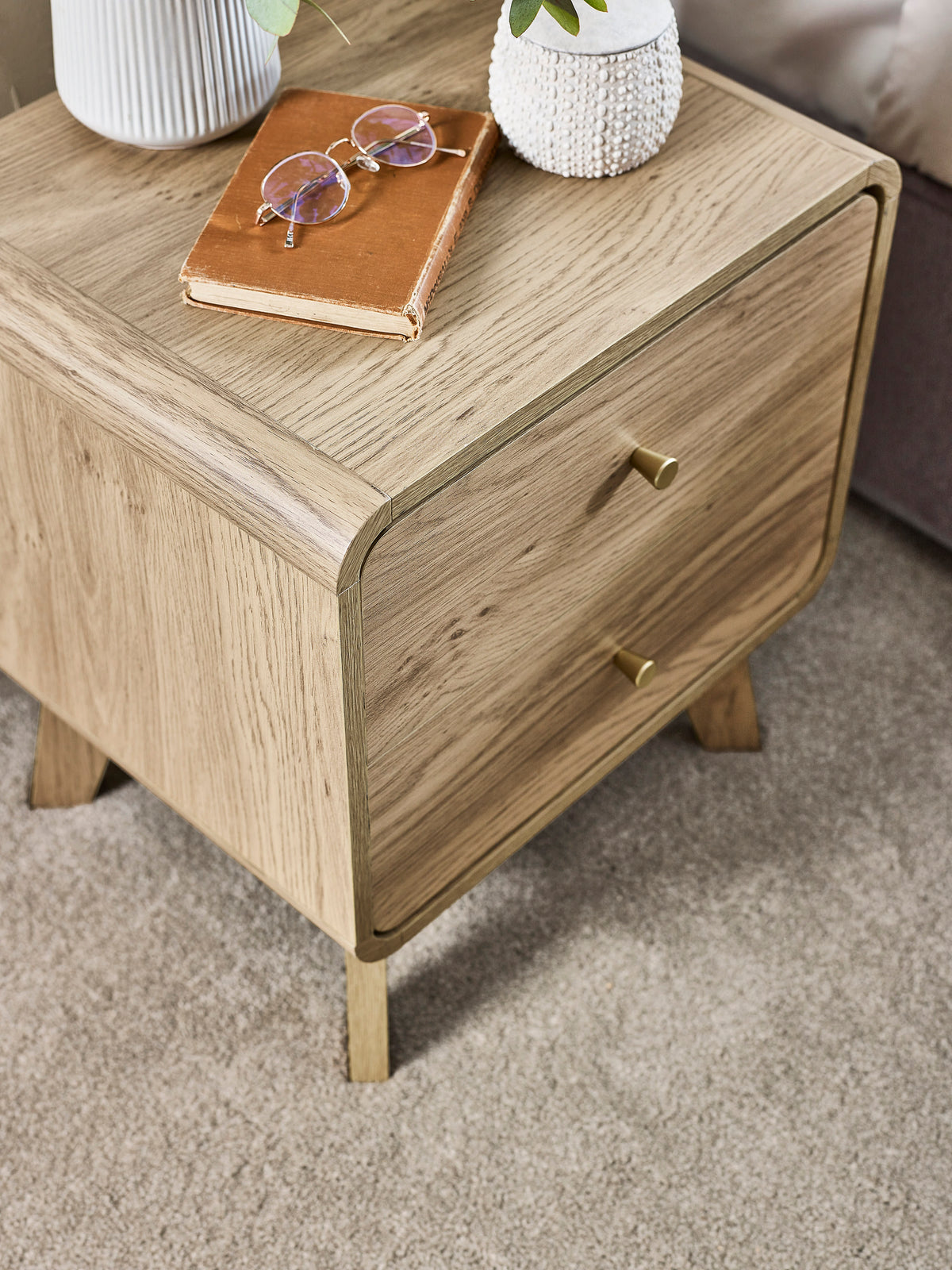Ingrid 2 Drawer Bedside Oak