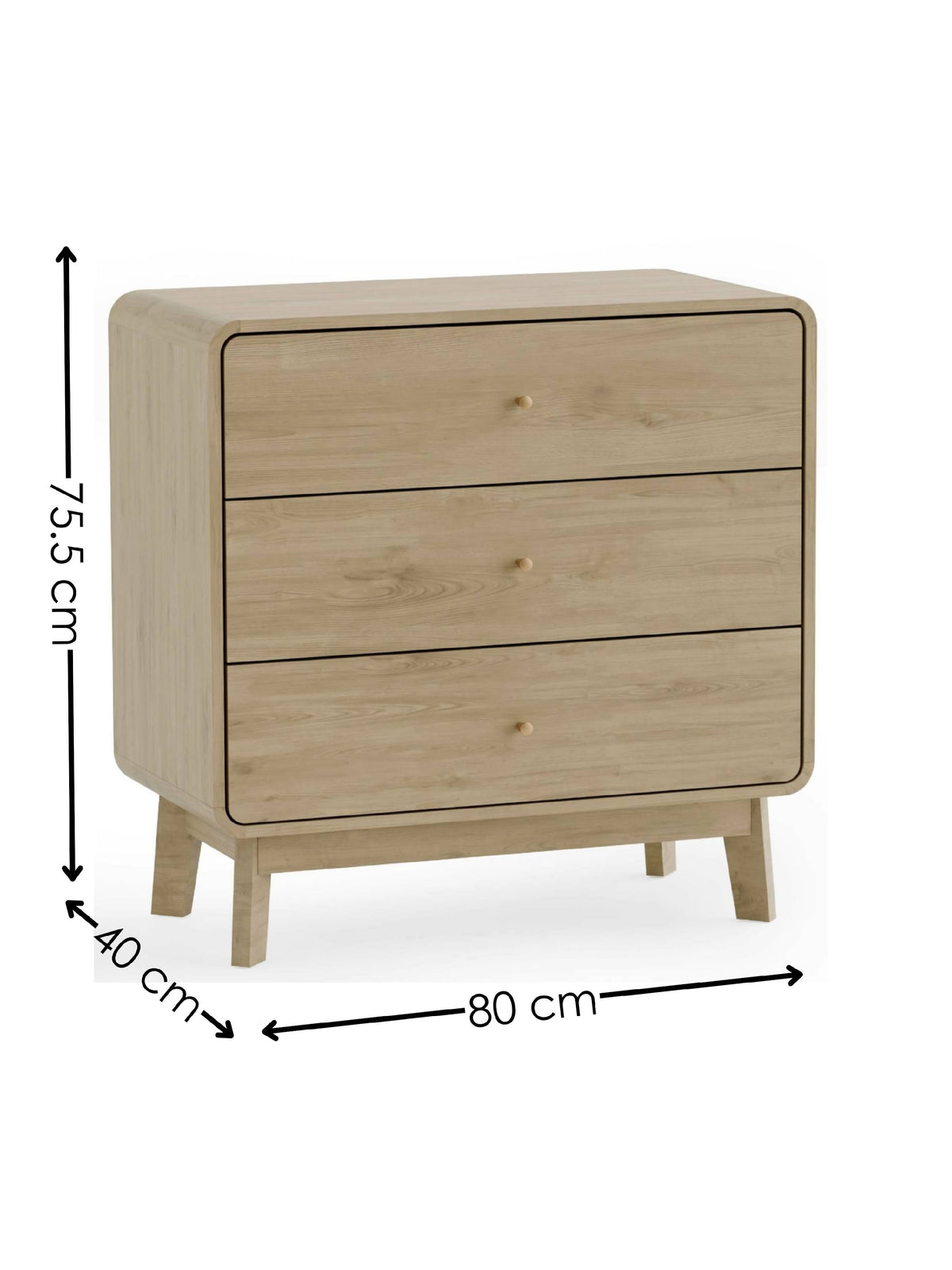 Ingrid 3 Drawer Chest Oak