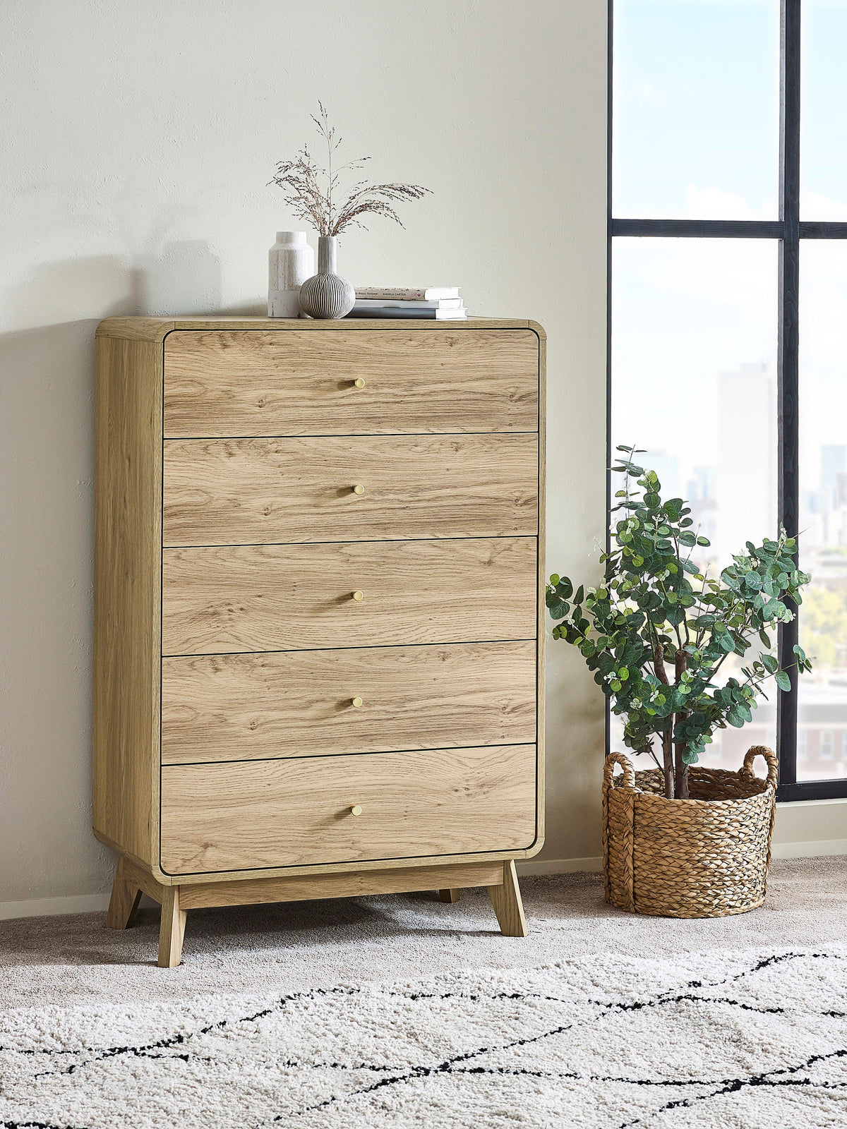 Ingrid 5 Drawer Chest Oak