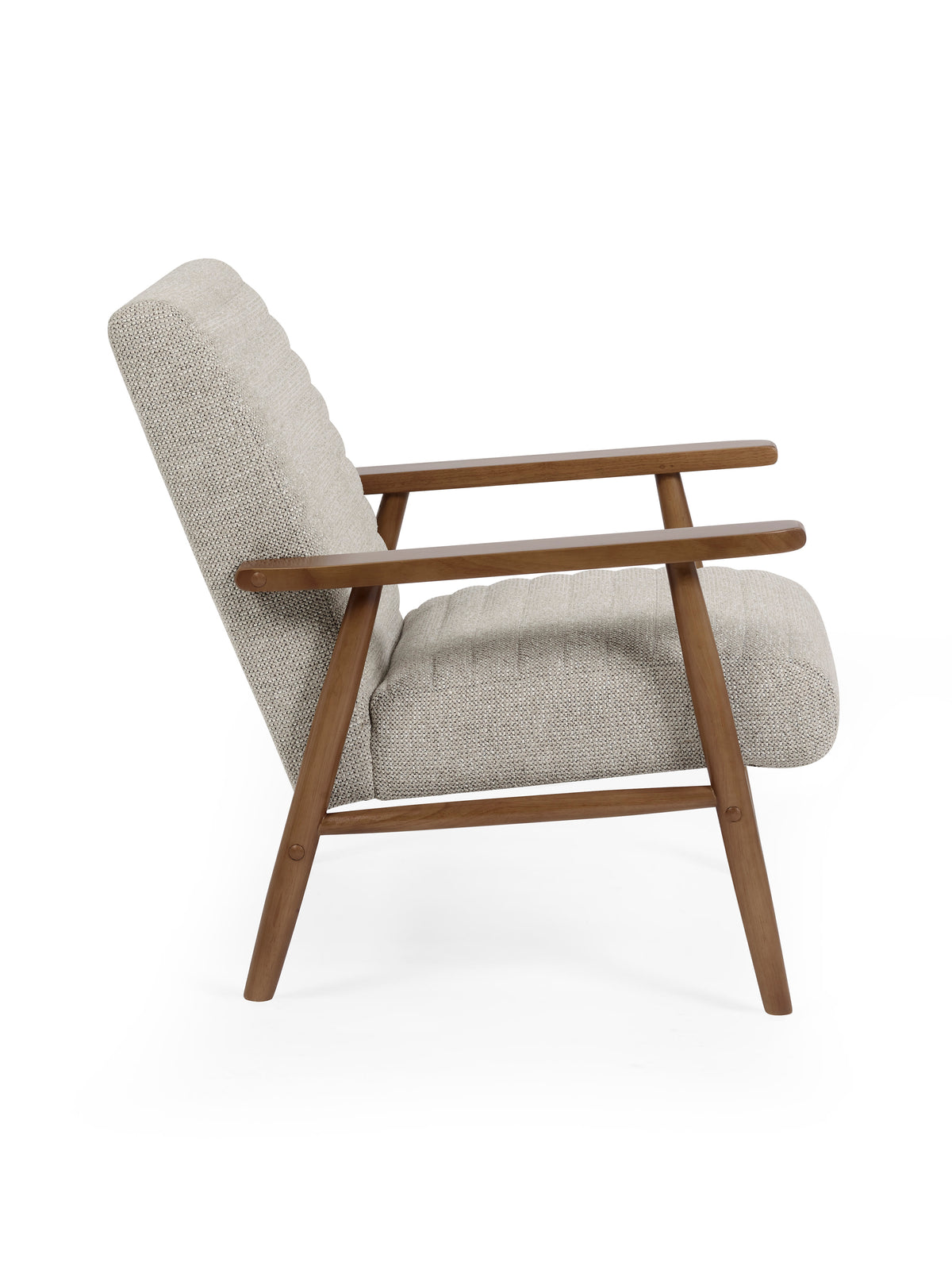 Ivy Sand Chenille Tweed Upholstered Armchair – Oyster White Linen