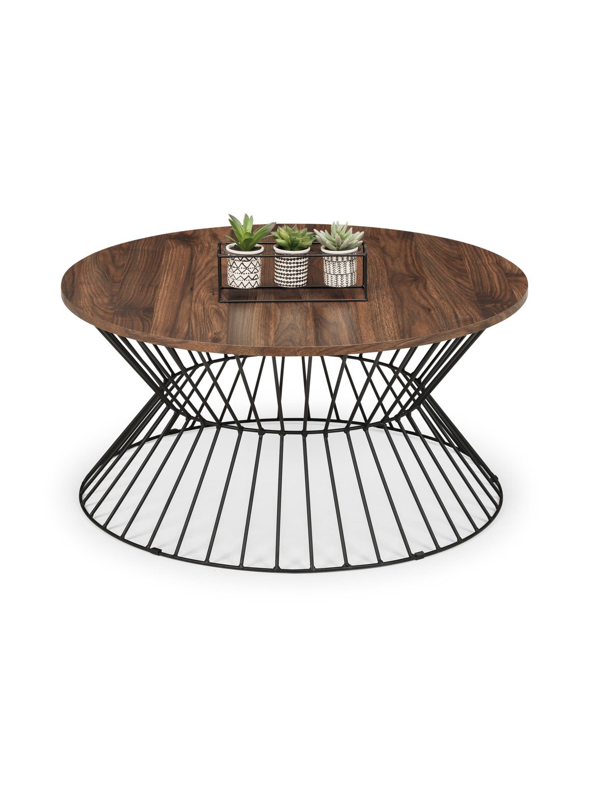 Jersey Round Wire Coffee Table - Walnut