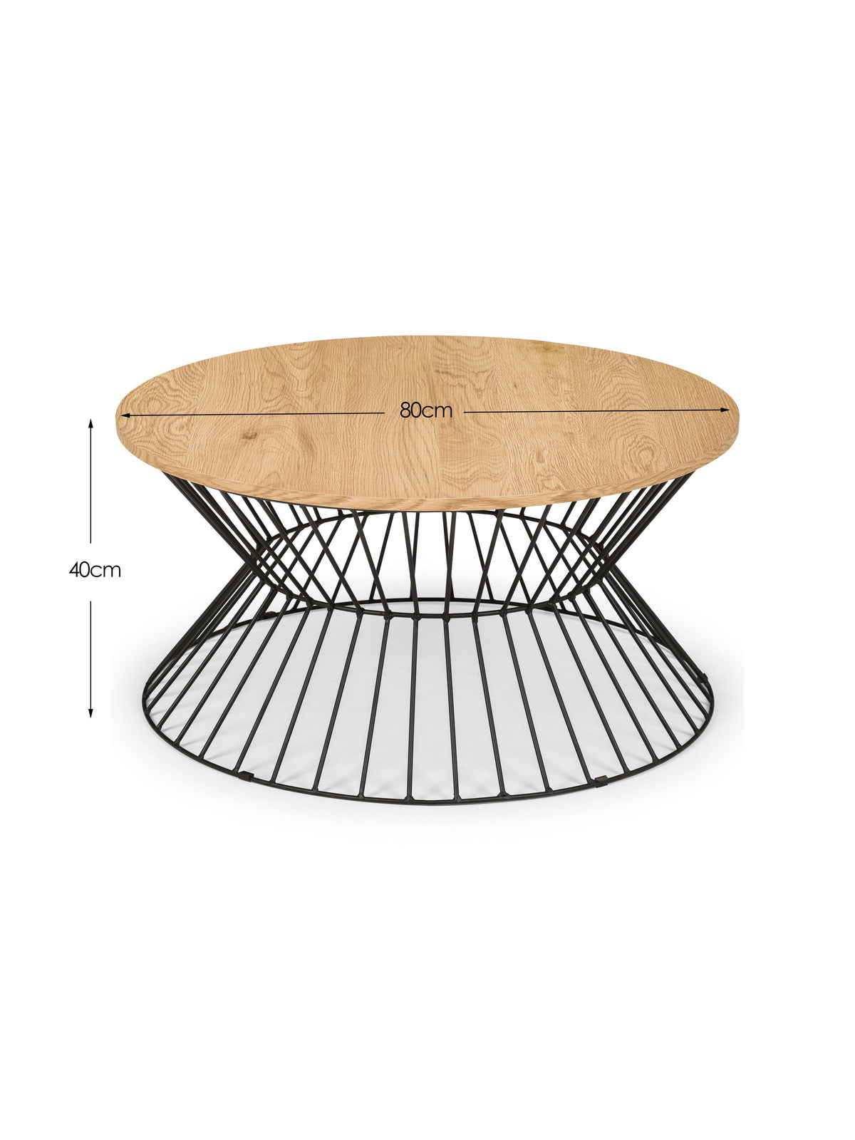 Jersey Round Wire Coffee Table - Euro Oak