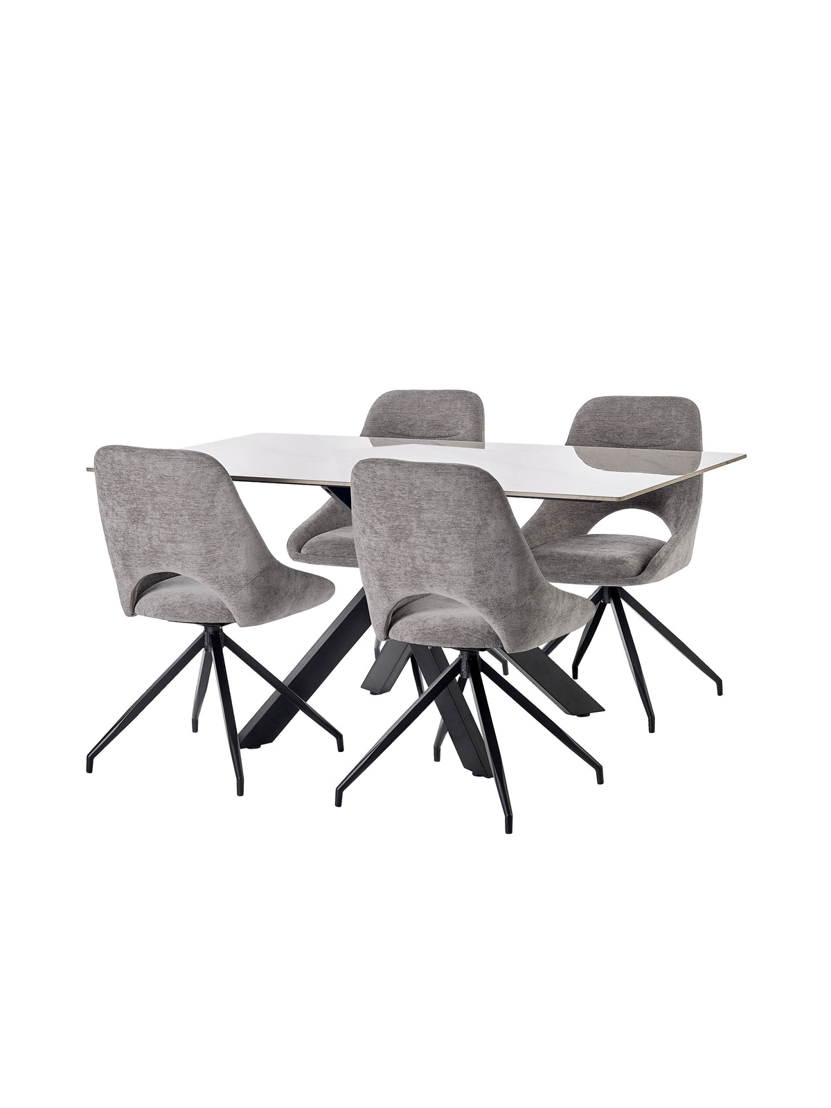 Jonah Grey Chenille Upholstered Dining Chairs (Set of 2)