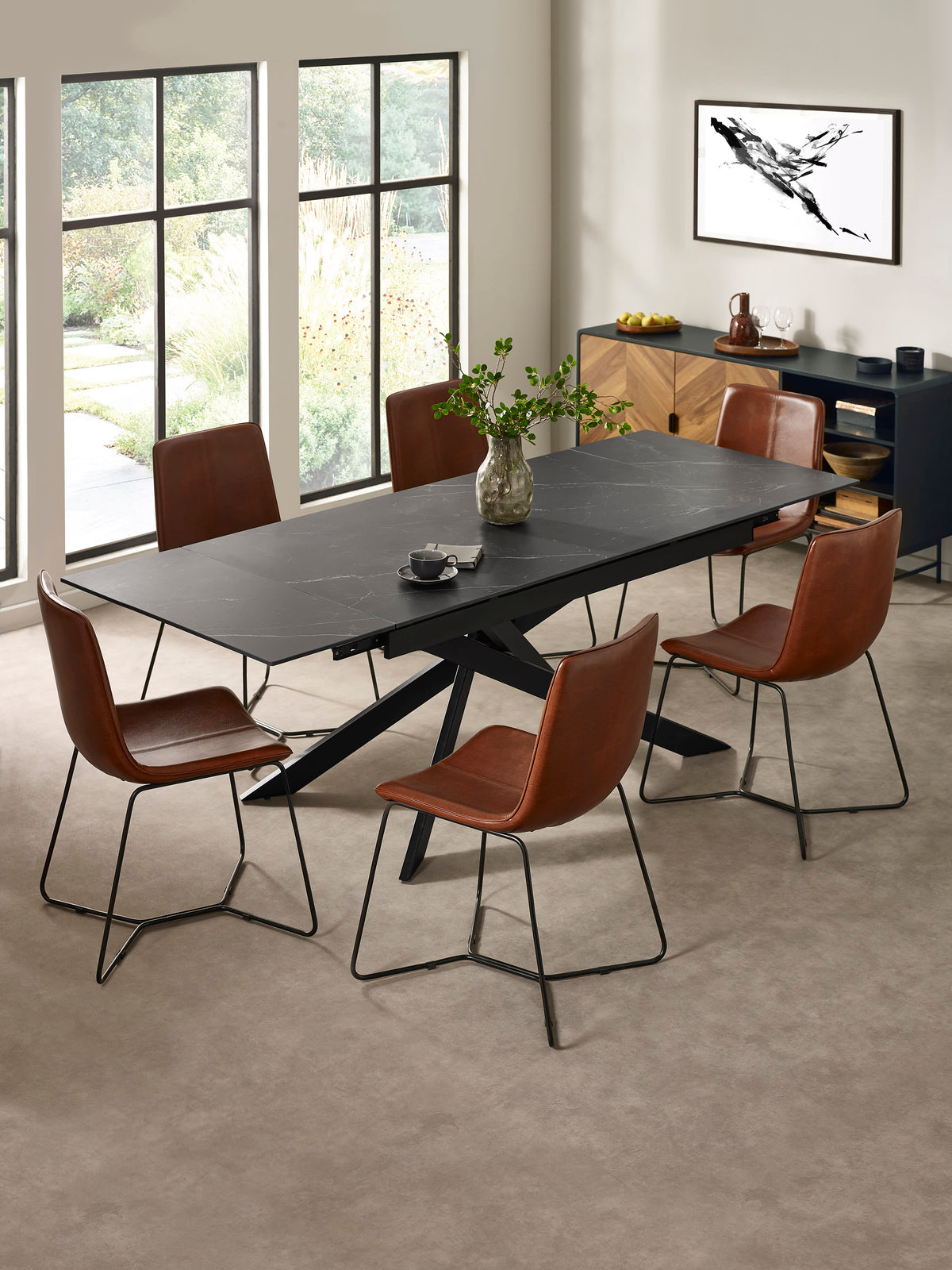 Joren Tan Brown PU Leather Dining Chairs (Set of 2)