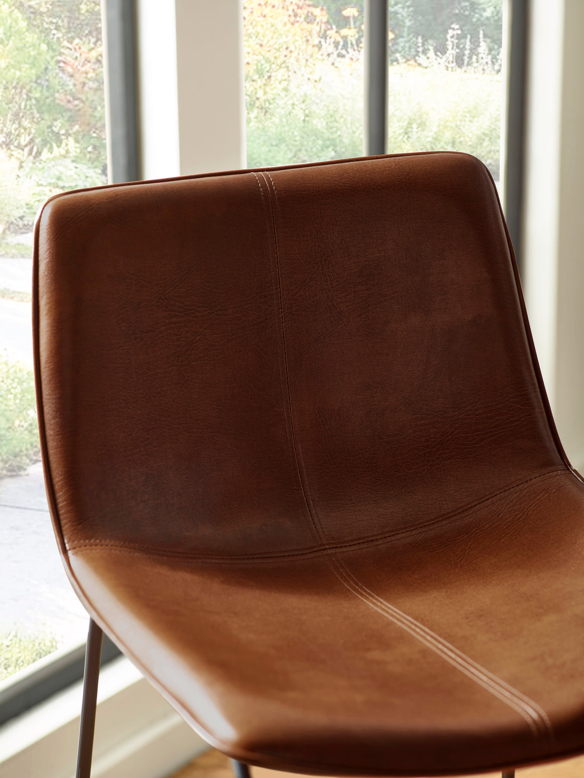 Joren Tan Brown PU Leather Bar Stools (Set of 2)