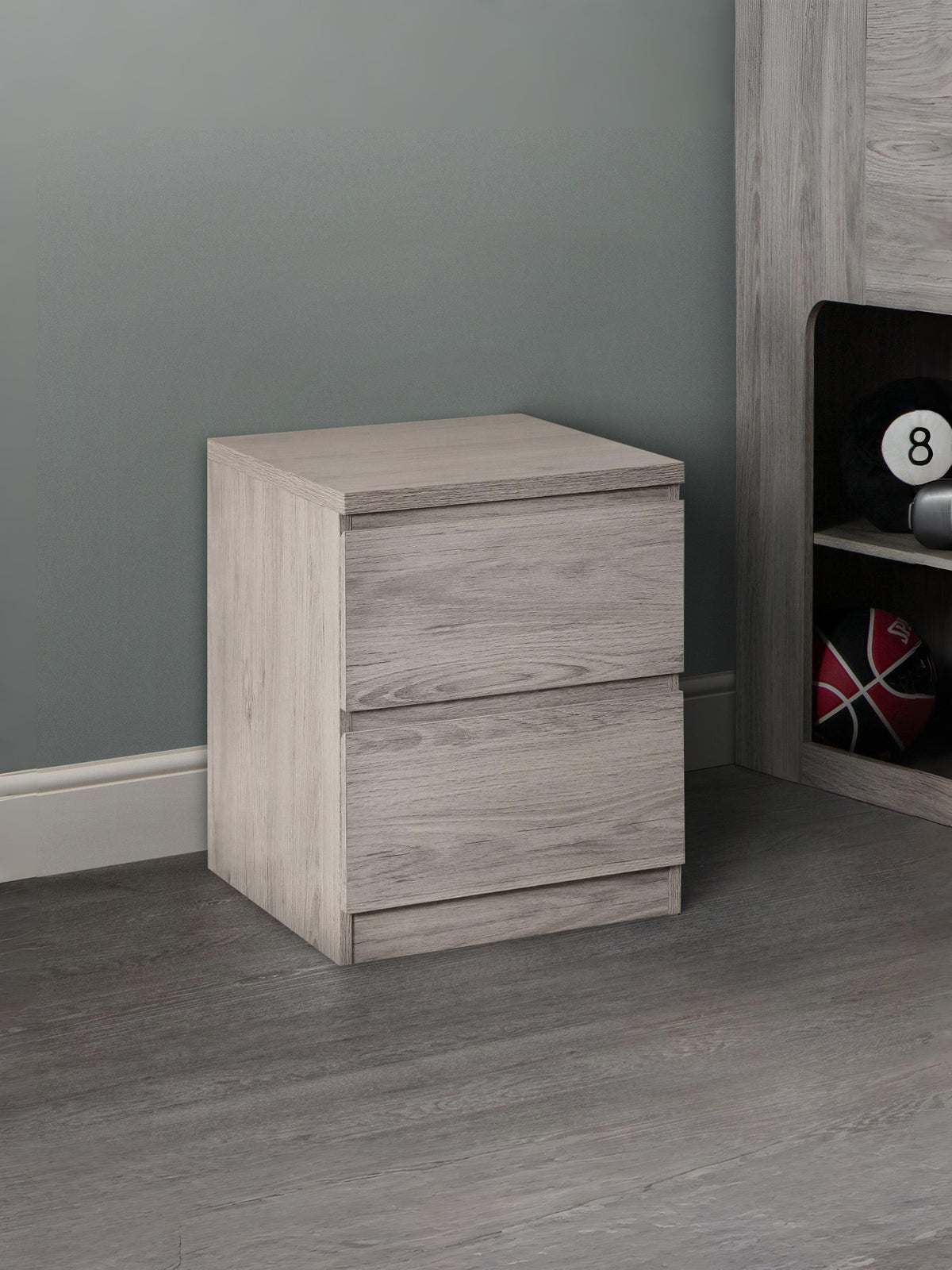 Jupiter 2 Drawer Bedside Grey Oak