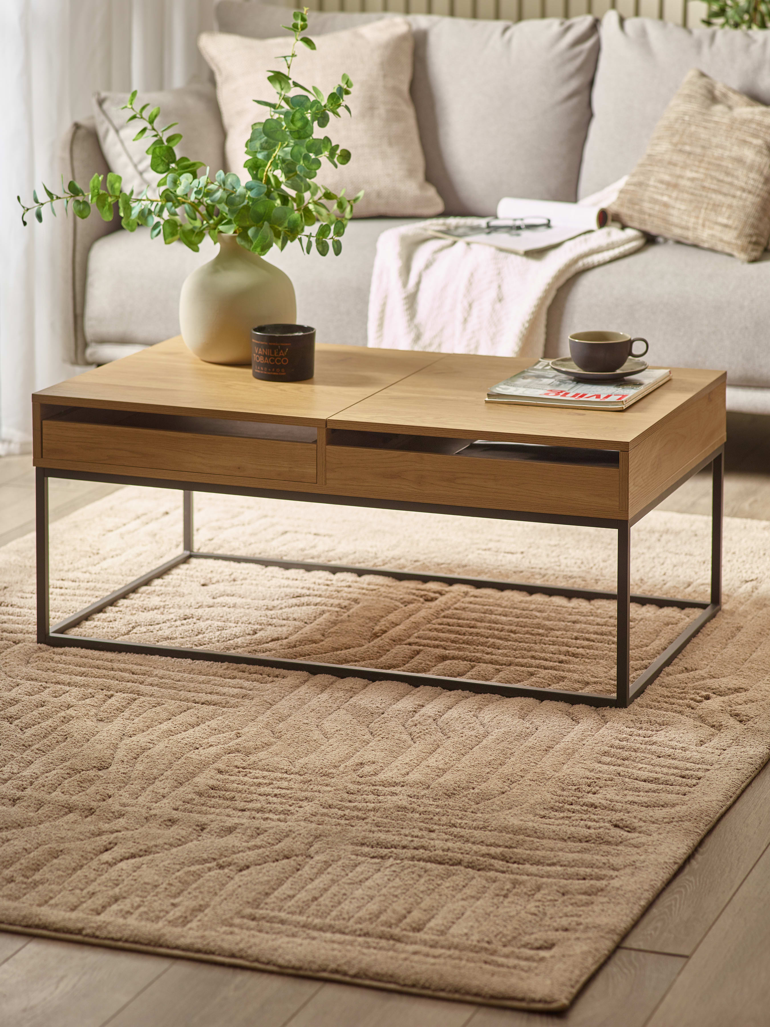 Kade 100cm Oak Effect Rectangular Storage Coffee Table