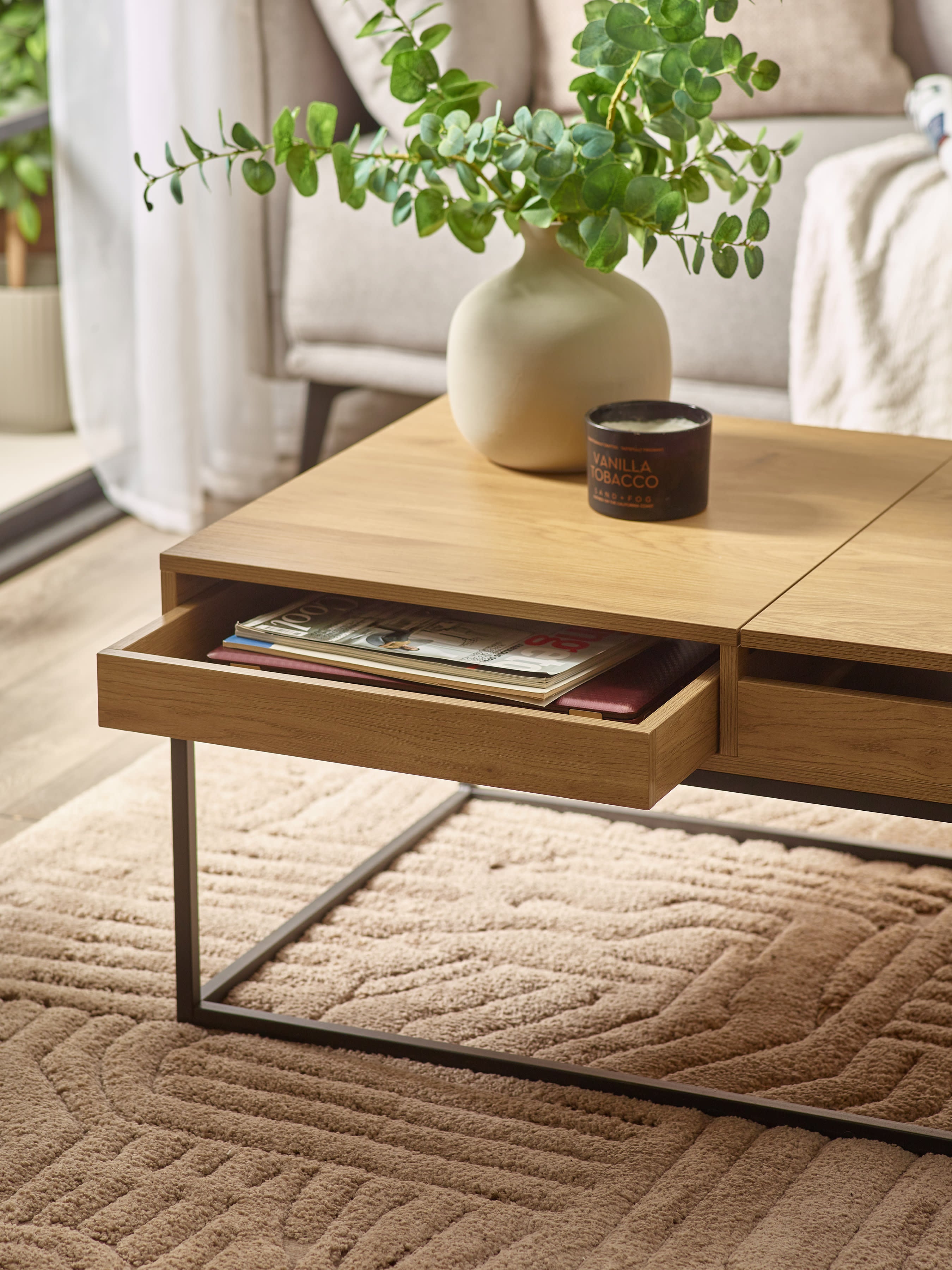 Kade 100cm Oak Effect Rectangular Storage Coffee Table