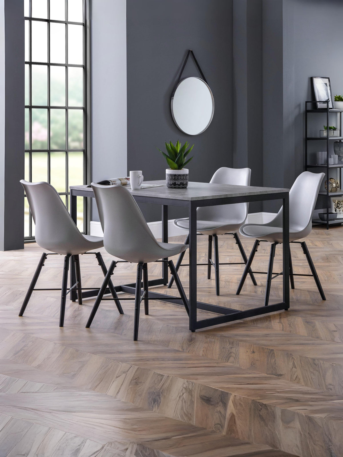 Kari Dining Chairs - Grey Seat & Black Legs (Set Of 2)