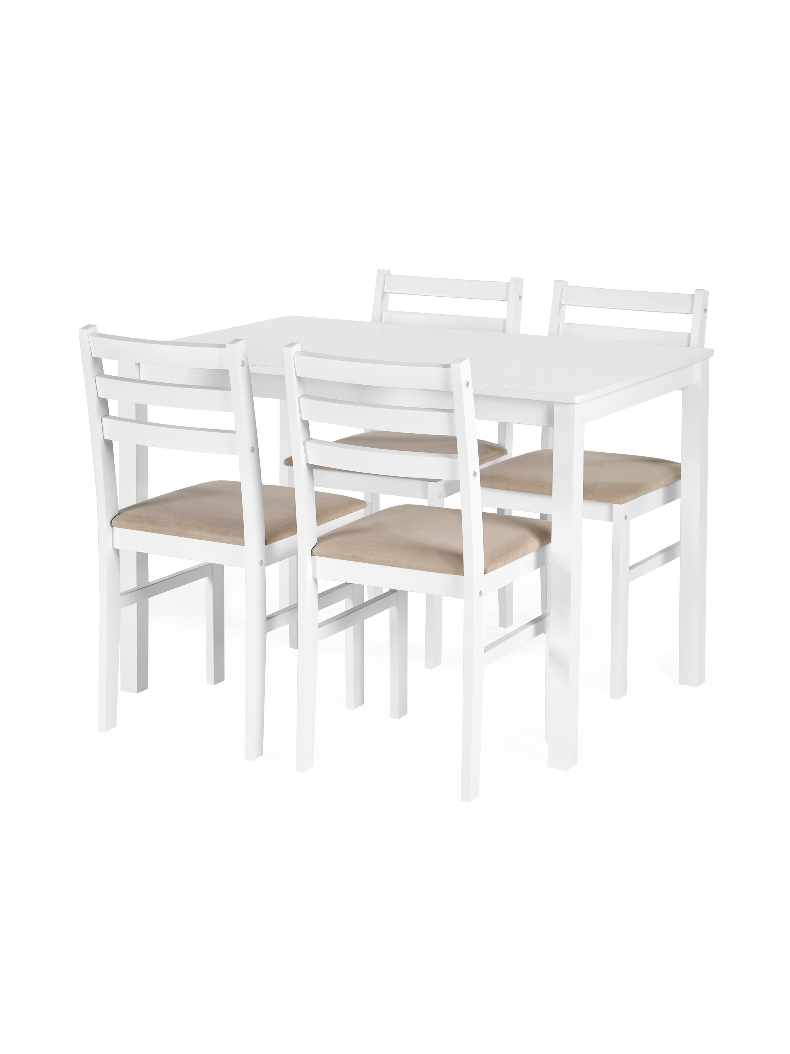 Keats White Rectangular Table with 4 Chairs Dining Set