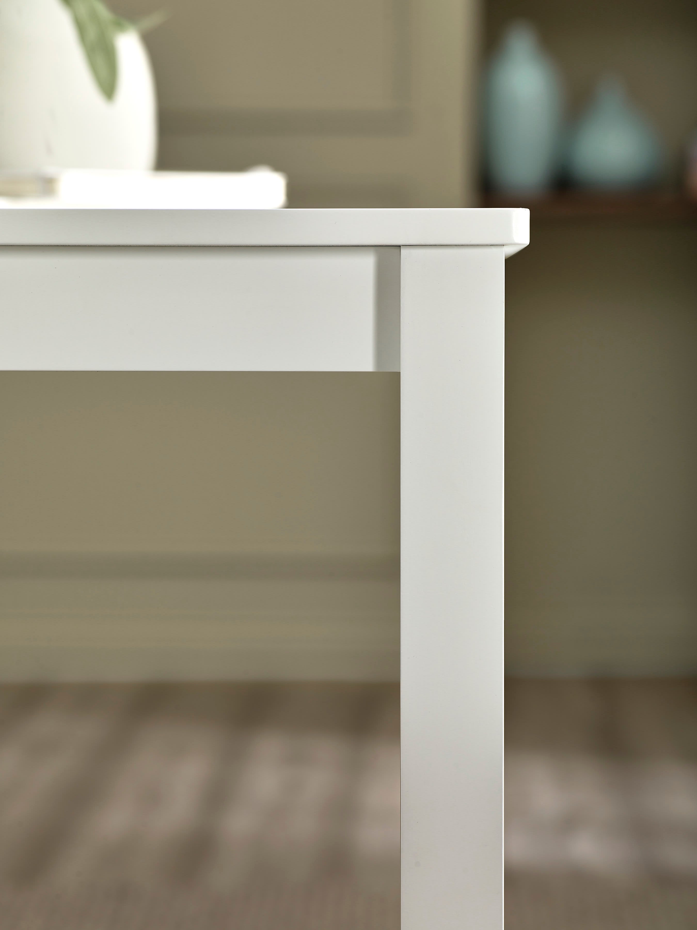 Keats White Rectangular Table with 4 Chairs Dining Set