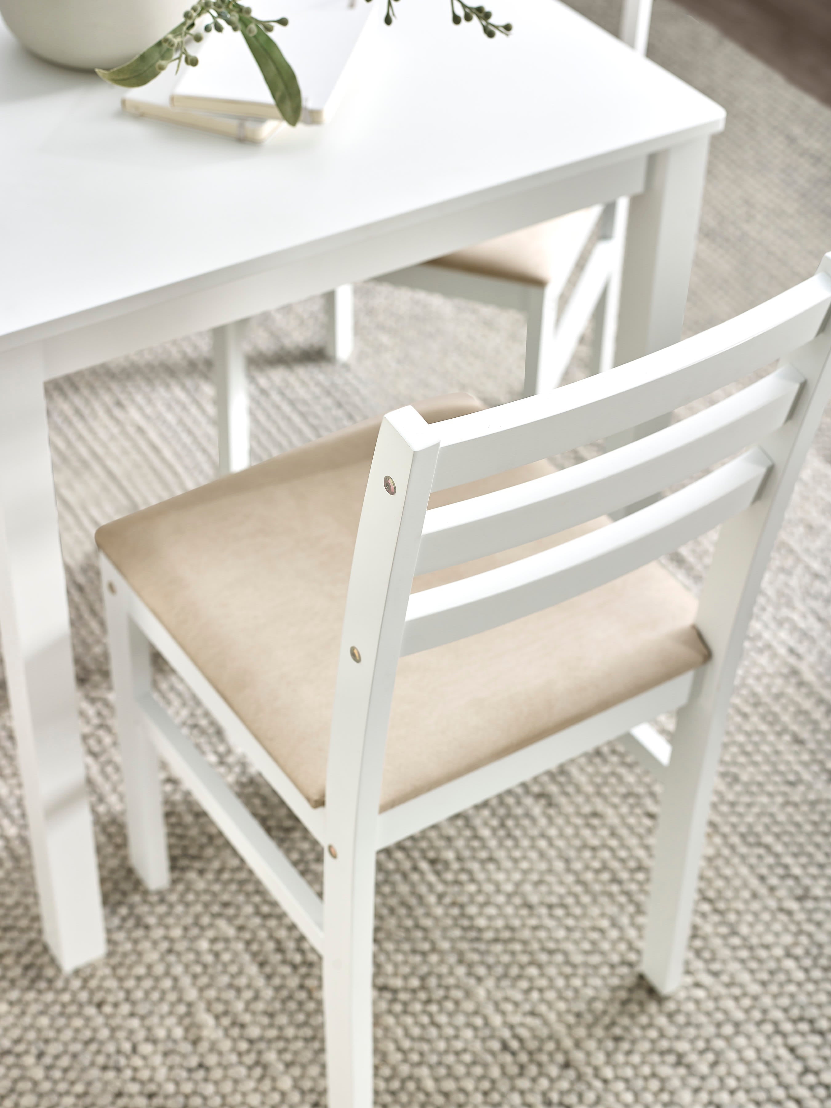 Keats White Rectangular Table with 4 Chairs Dining Set