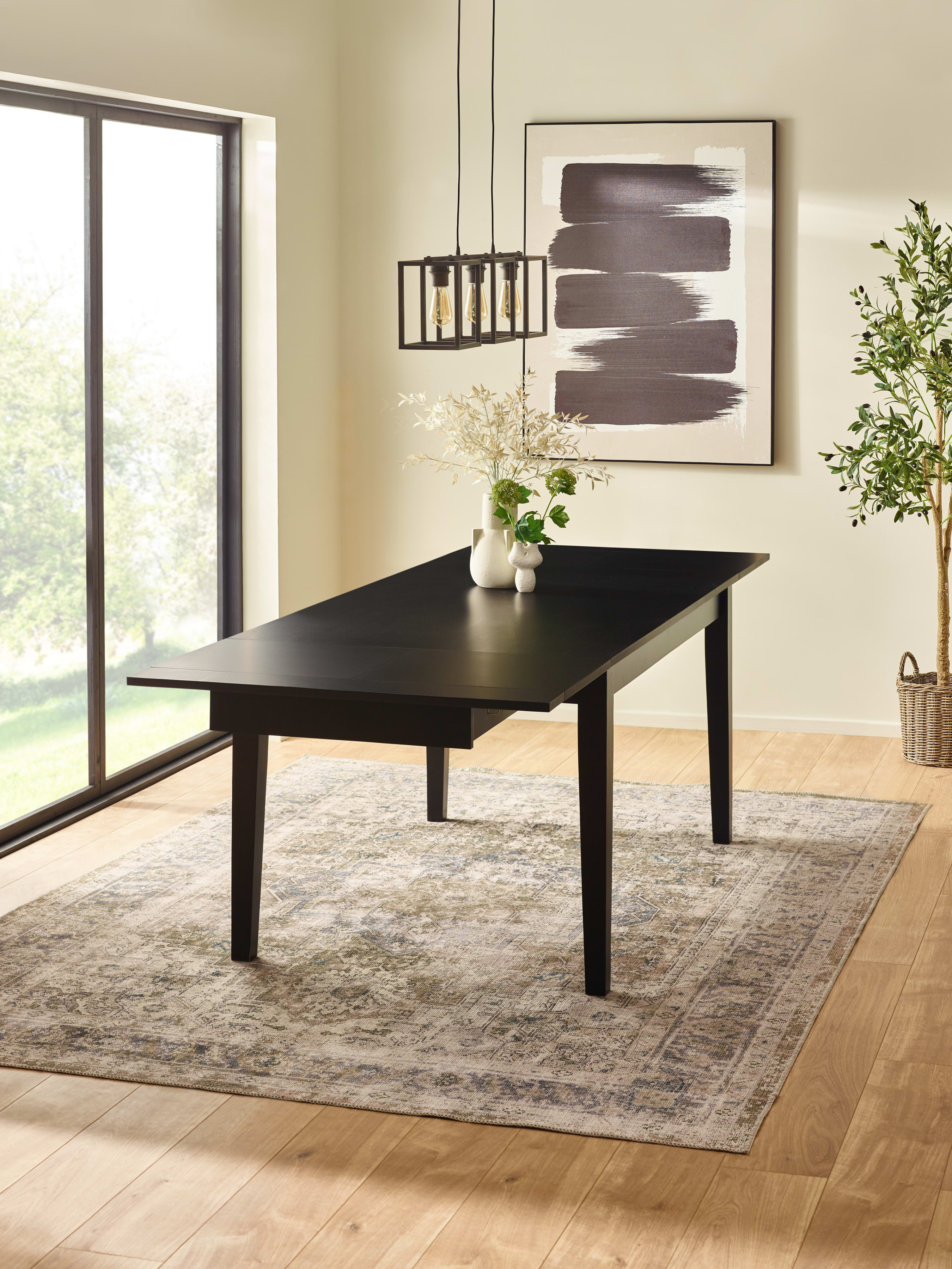 Knoxley Black Oak Rectangular 173-251cm Extending Dining Table – Black Oak Effect