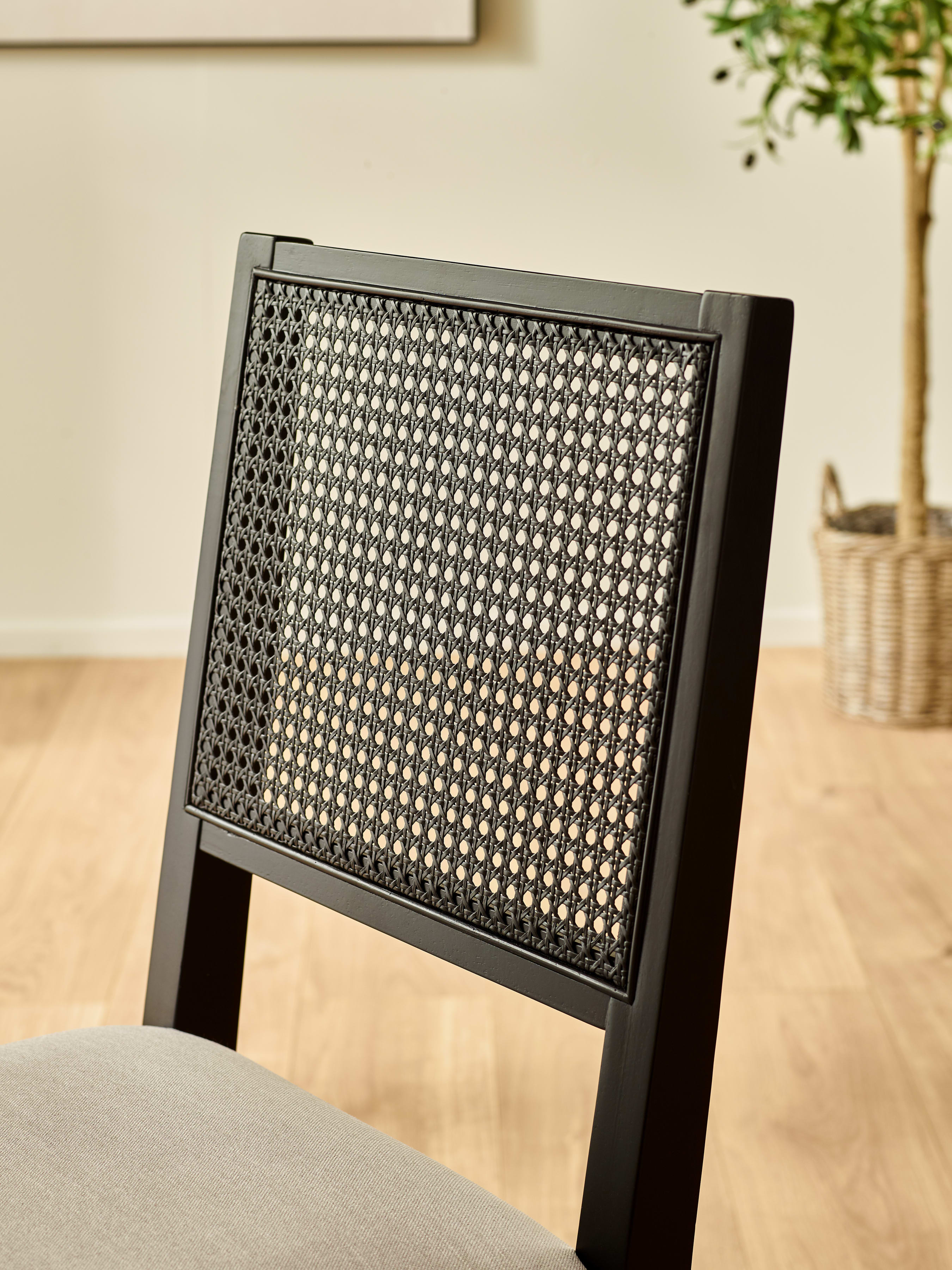 Knoxley Set of 2 Black Oak Rattan Back Dining Chairs – Black Oak Effect