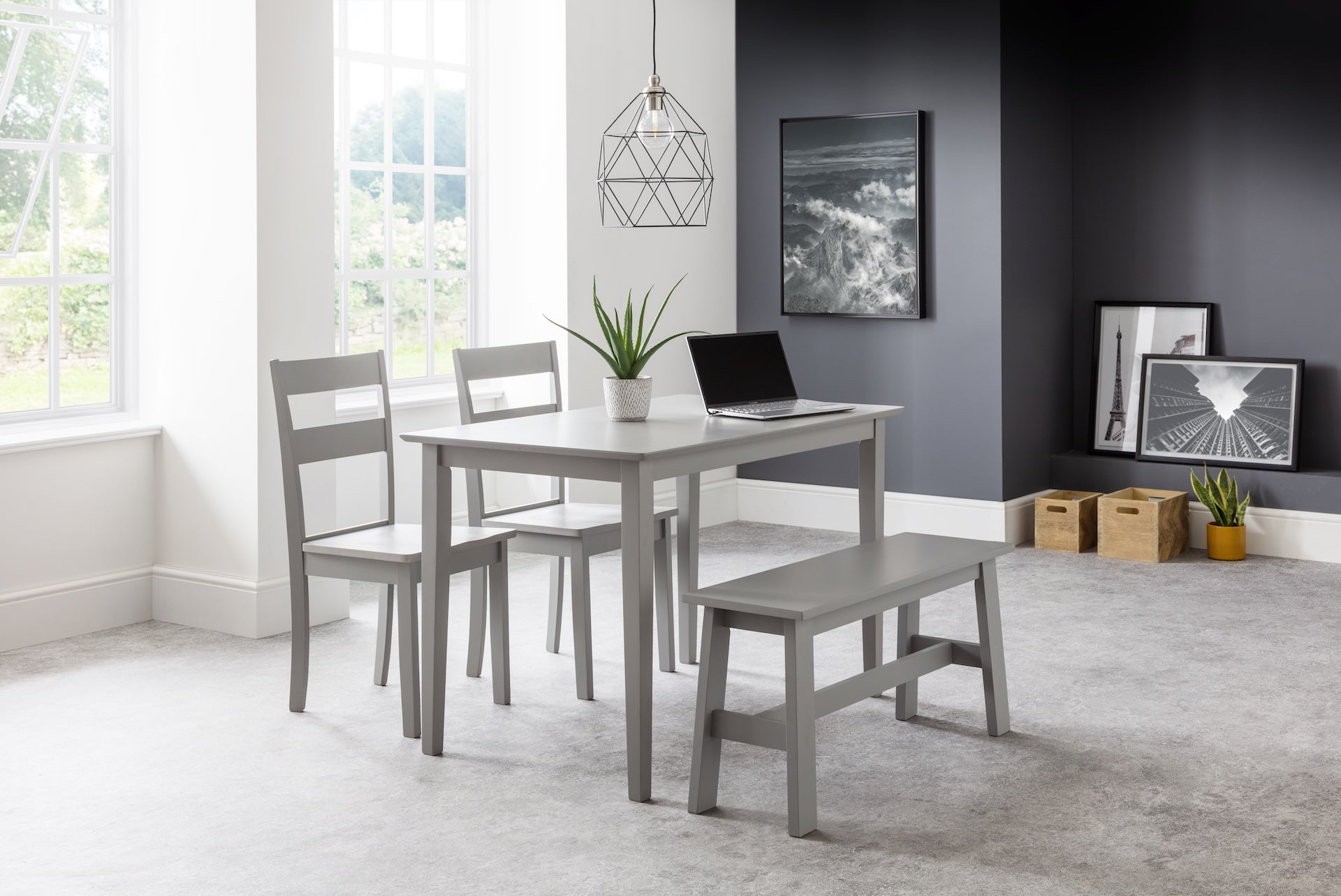 Kobe Compact Rectangular Table - Torino Grey – Julian Bowen, view 3
