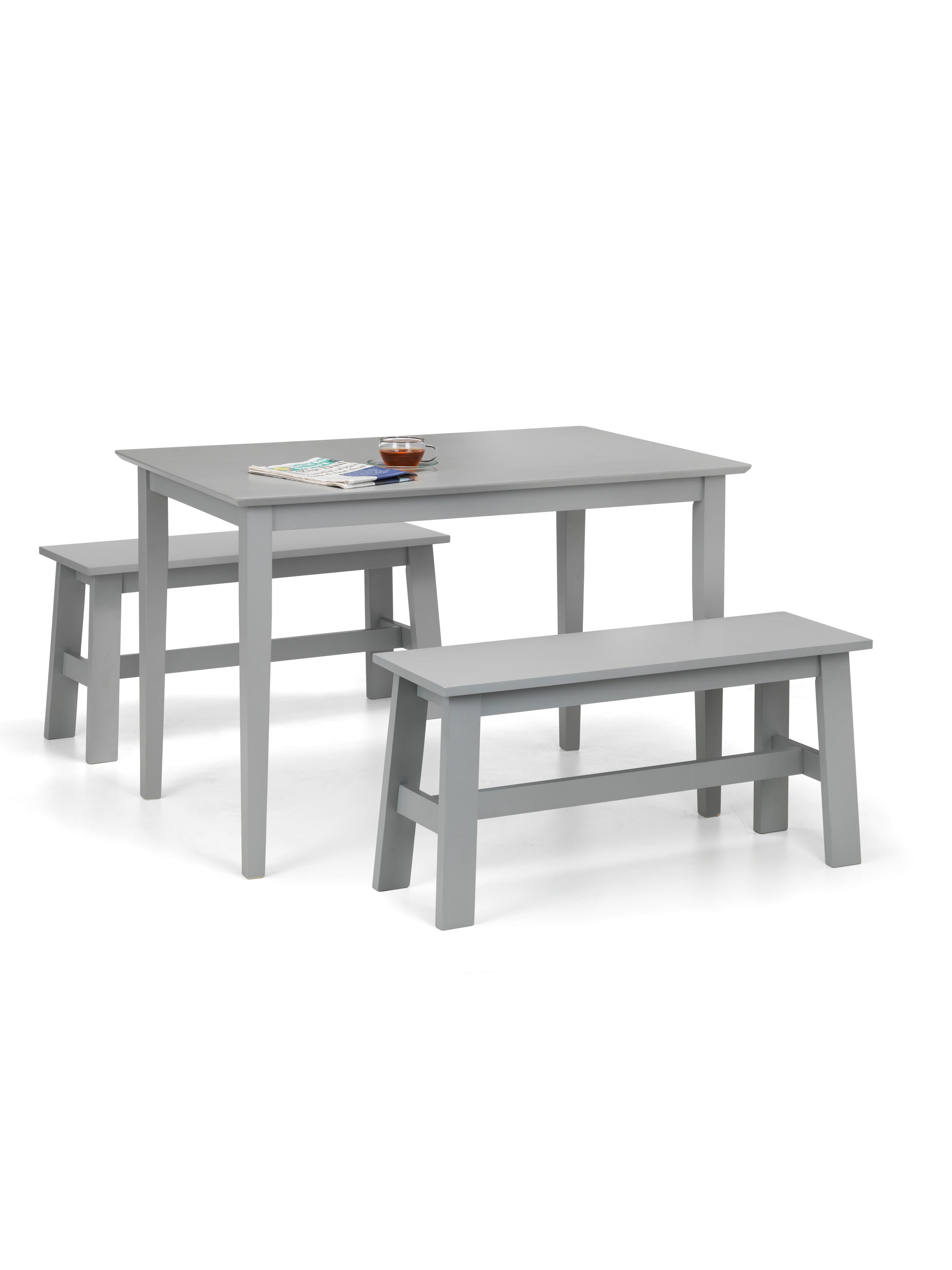 Kobe Rectangular Table and 2 Kobe Benches – Grey