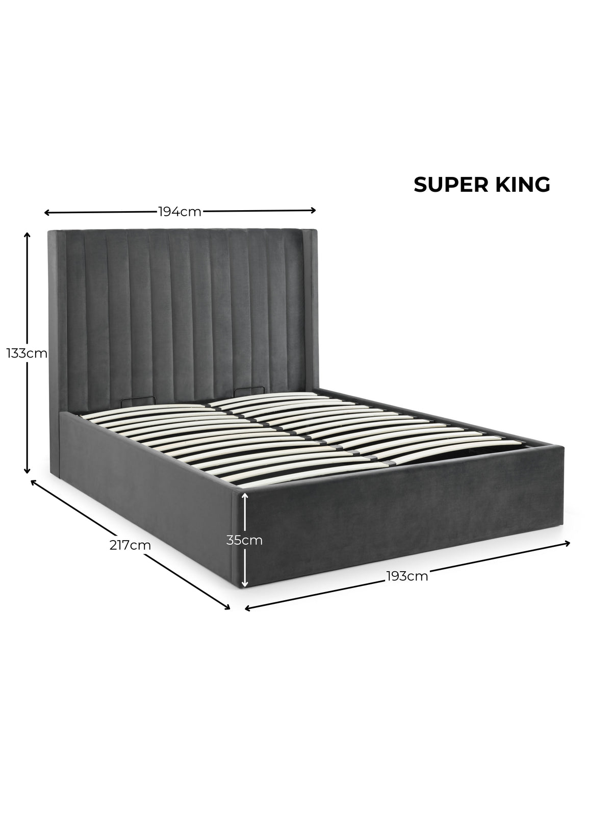 Langham Scalloped Headboard Storage Bed - Grey