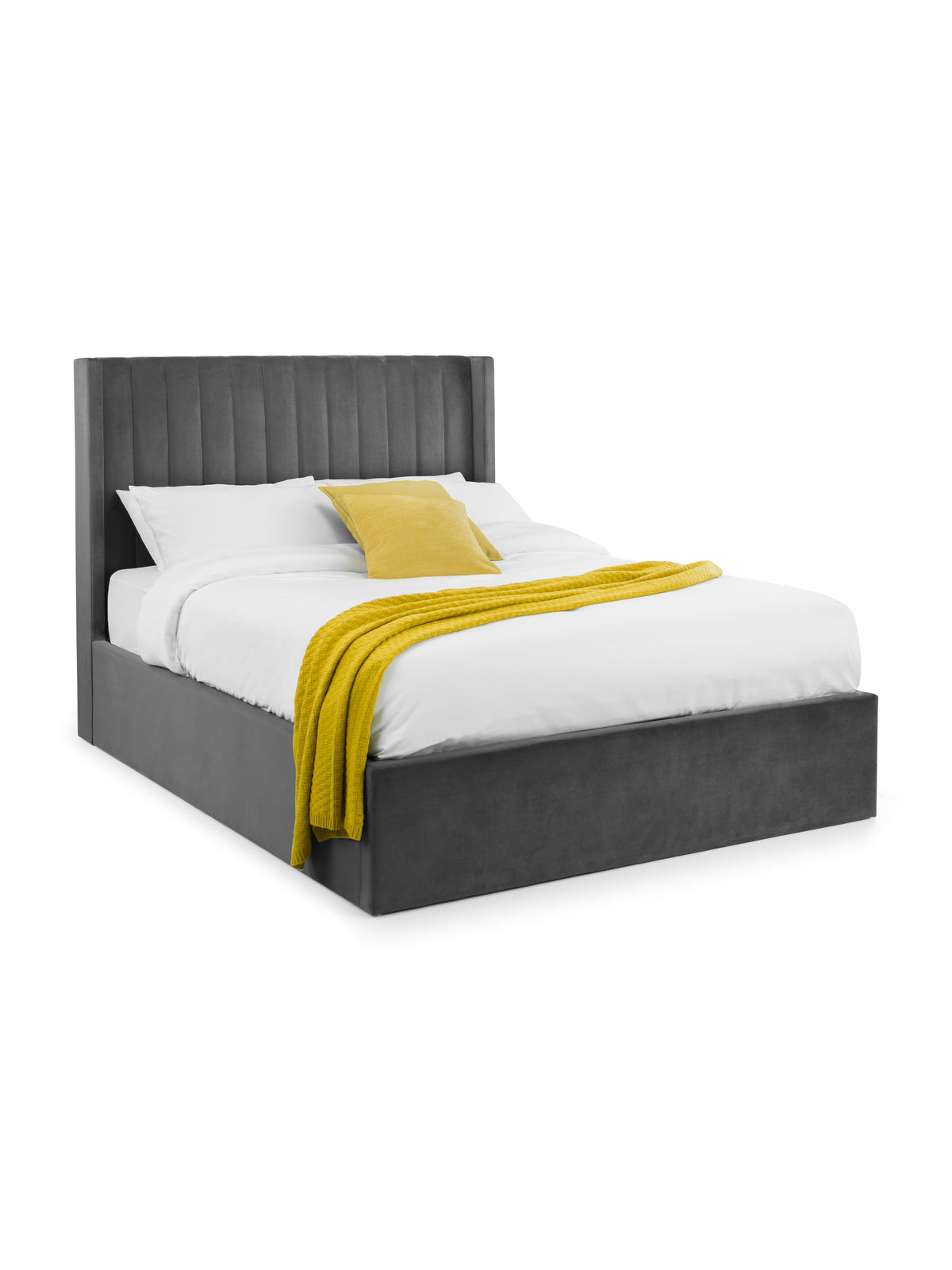 Langham Scalloped Headboard Storage Bed - Grey