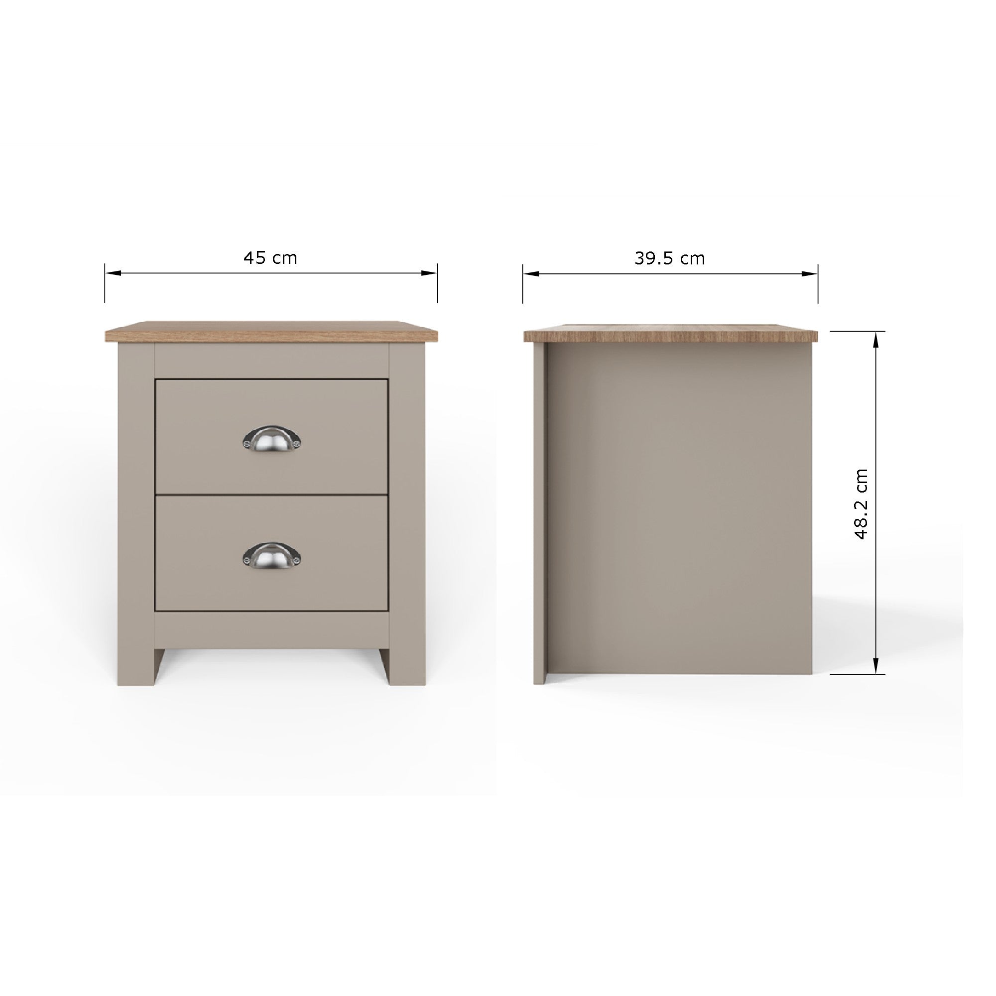 Lancaster 2 Drawer Bedside Grey – GFW, view 7