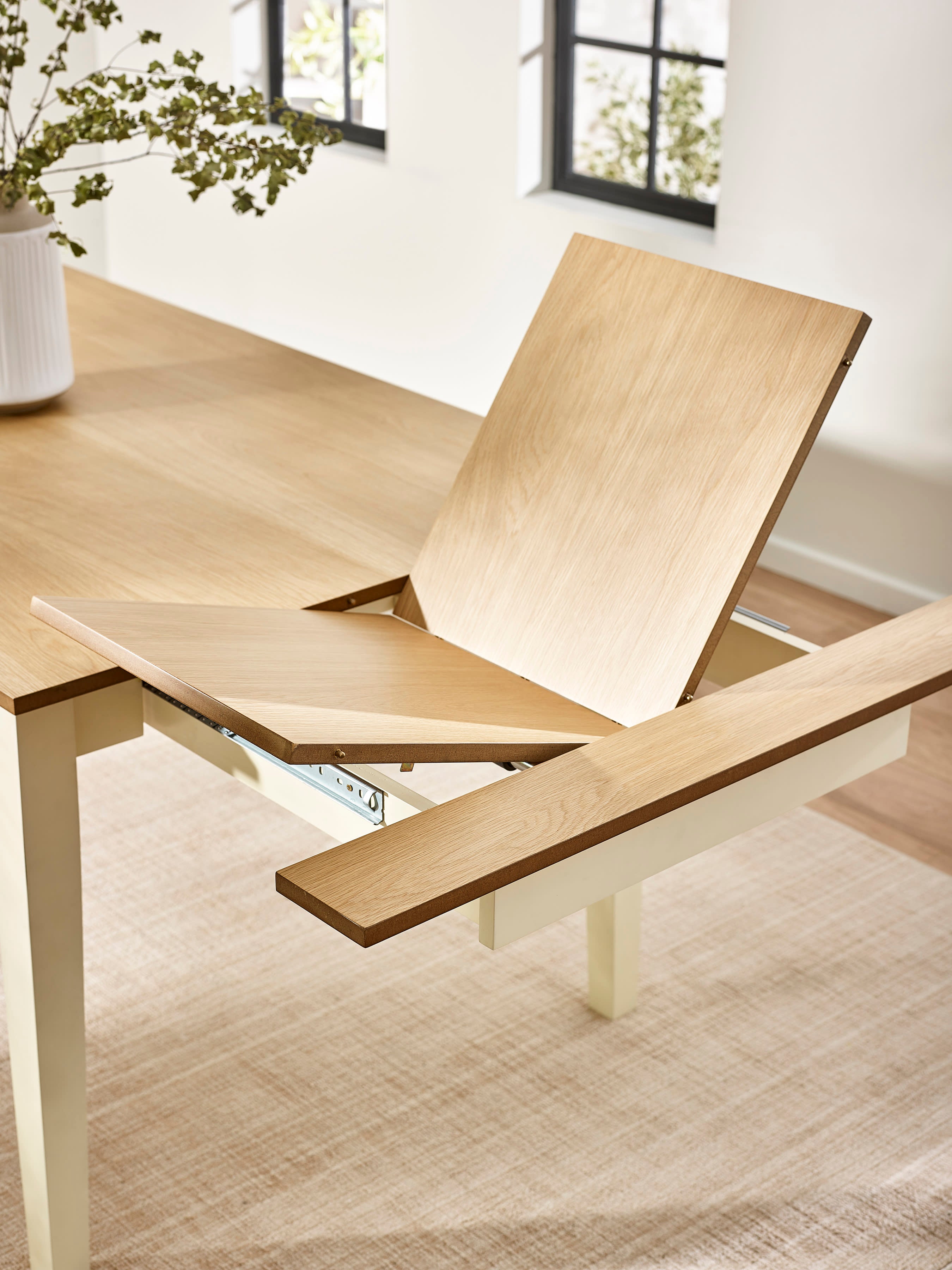 Larissa Natural Oak Effect 173–251cm Extending Dining Table – Ivory and Natural Oak