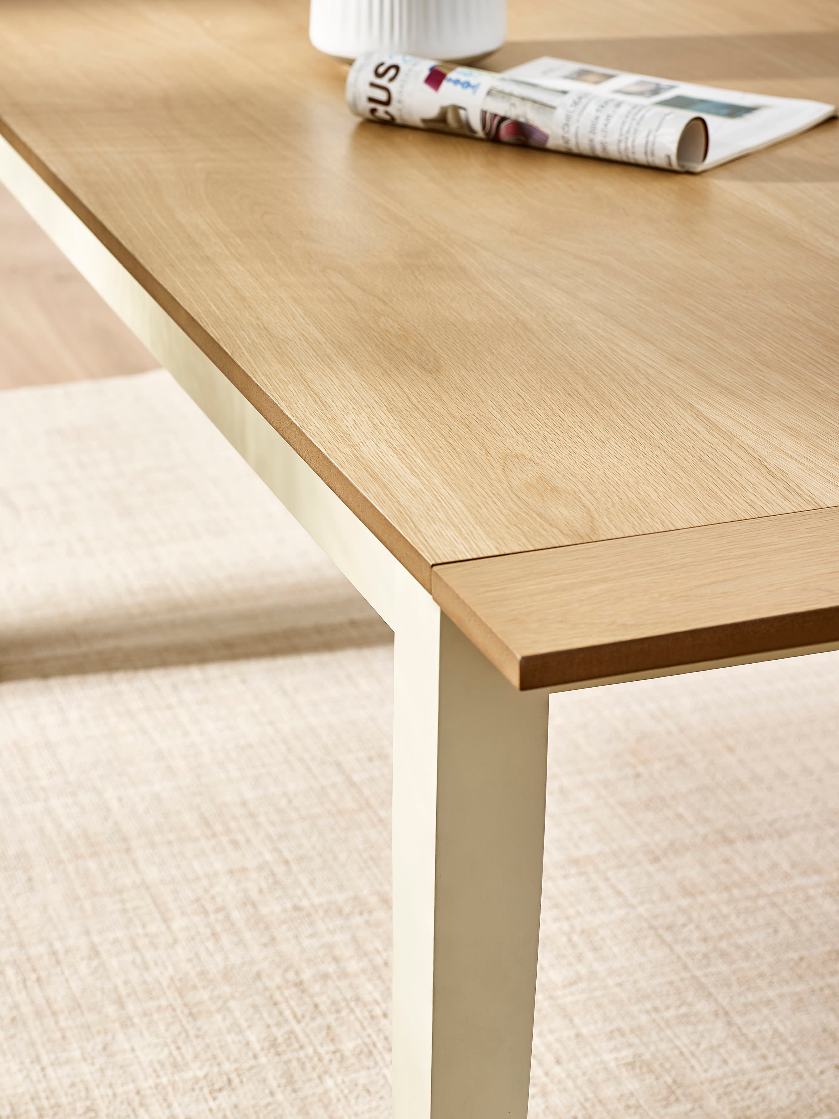 Larissa Natural Oak Effect 173–251cm Extending Dining Table – Ivory and Natural Oak
