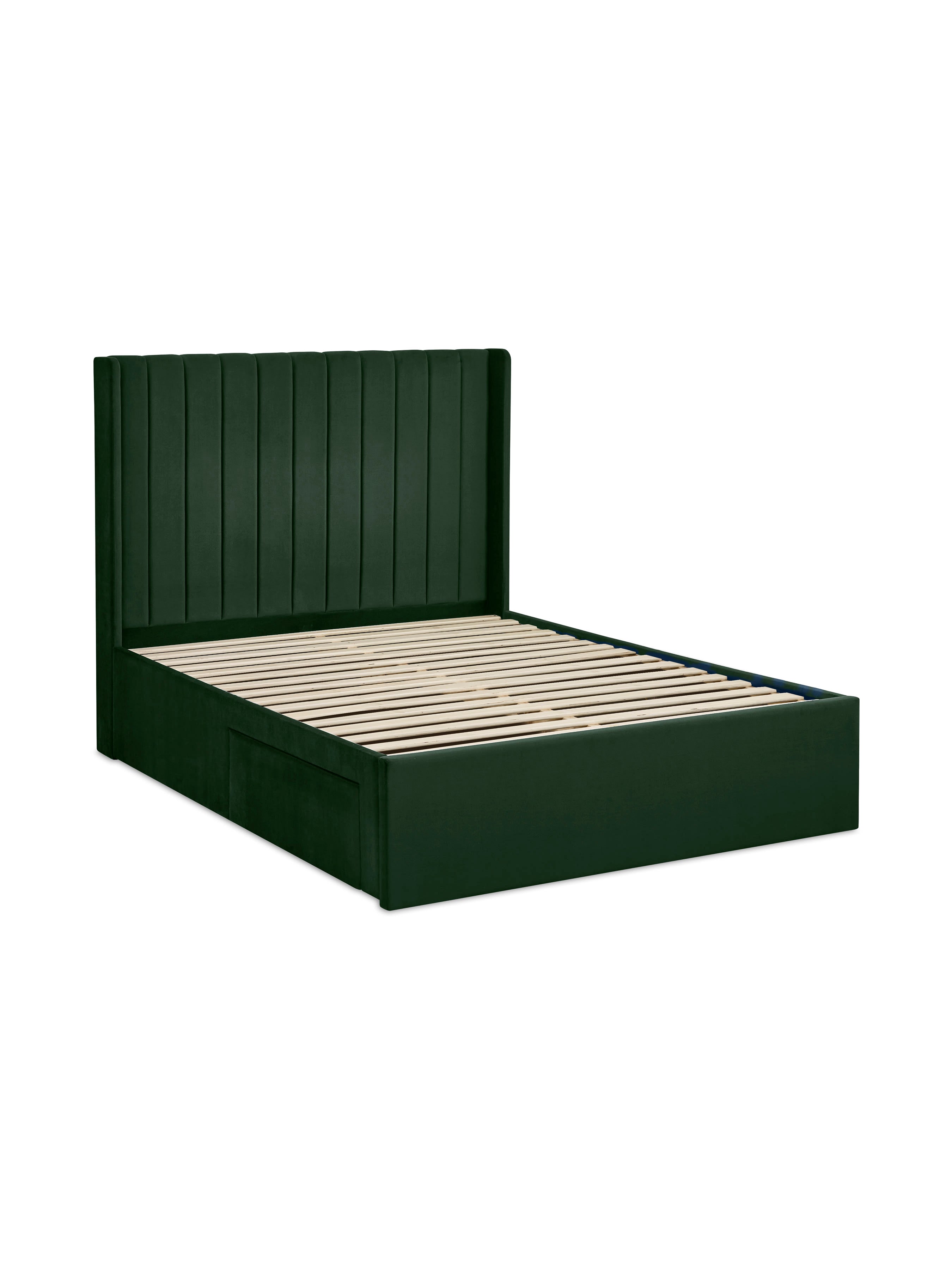 Leila Bottle Green Dual Storage Door Bed – Bottle Green Velvet